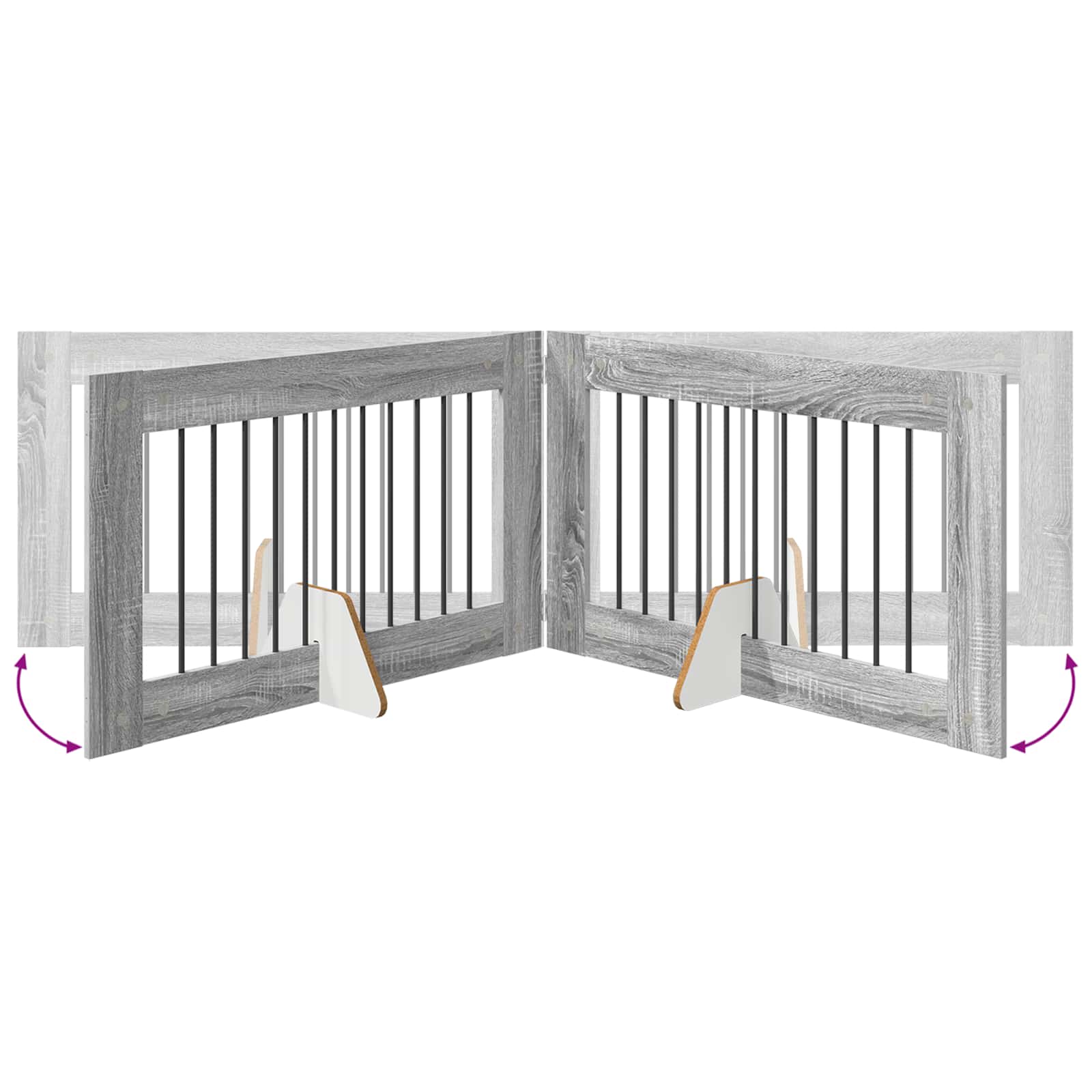 Cancello per cani pieghevole con supporti 2 pz Sonoma grigio