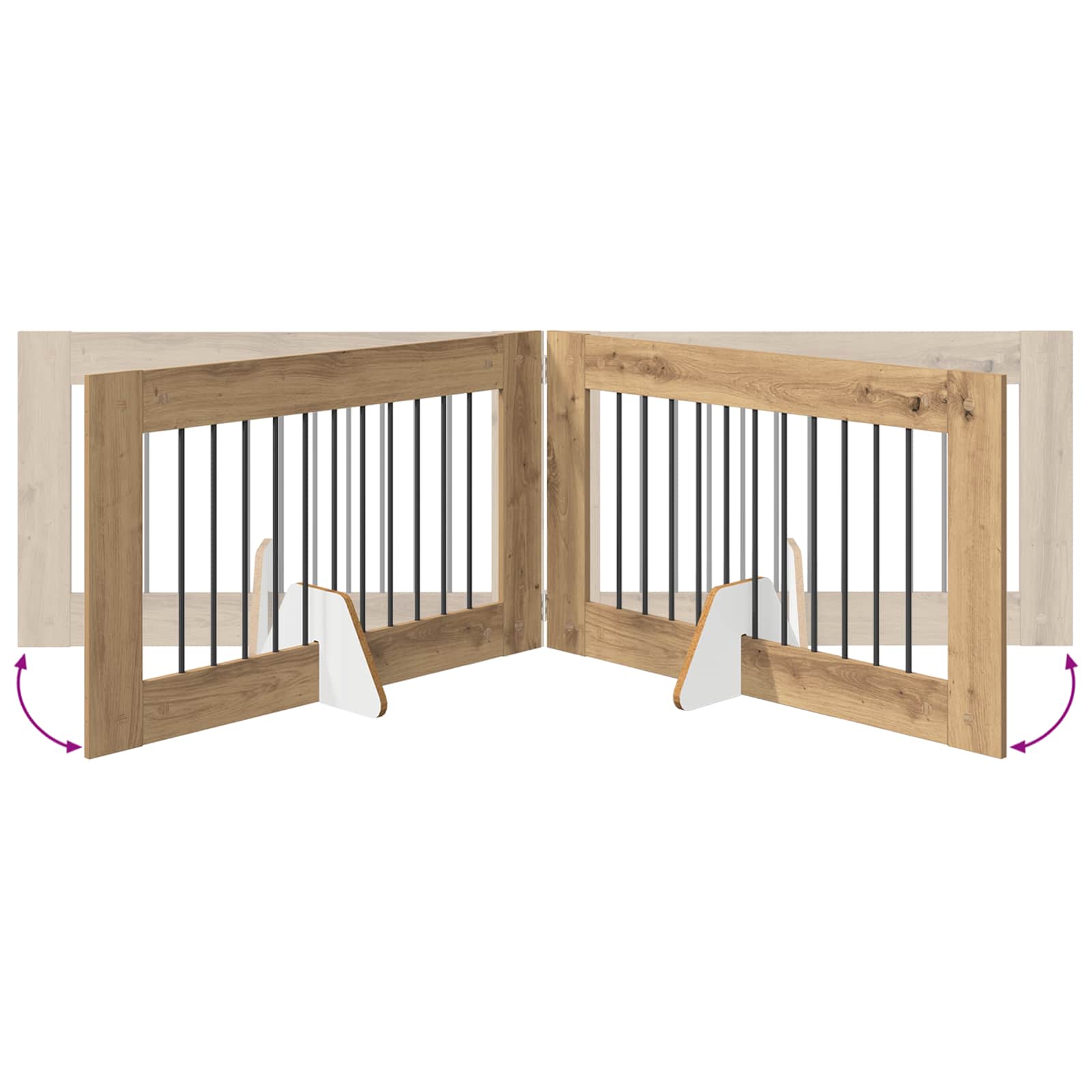 Cancello per cani pieghevole con supporti 2 pz 200,5 cm