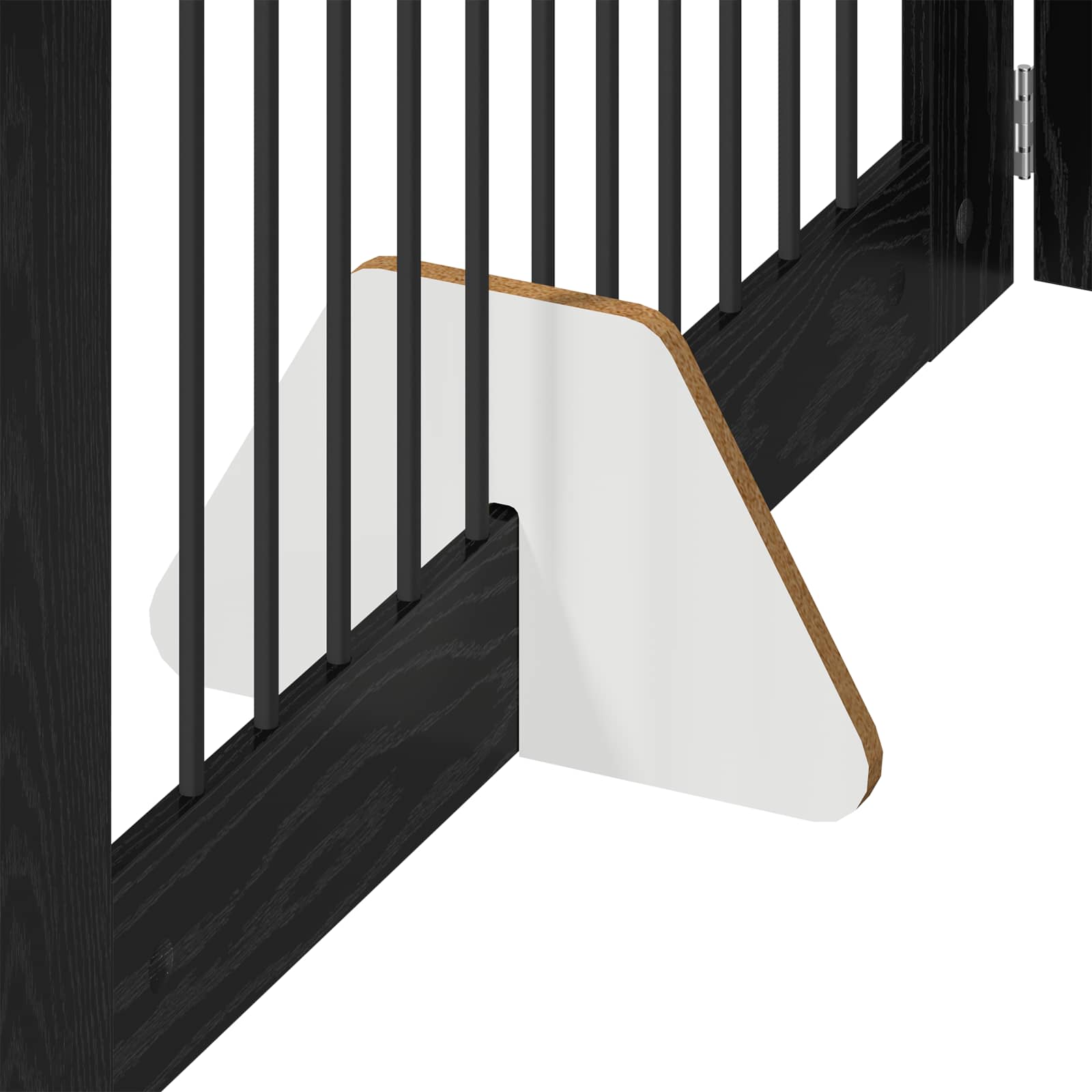 Cancello per cani pieghevole con supporti 4 pz Rovere Nero