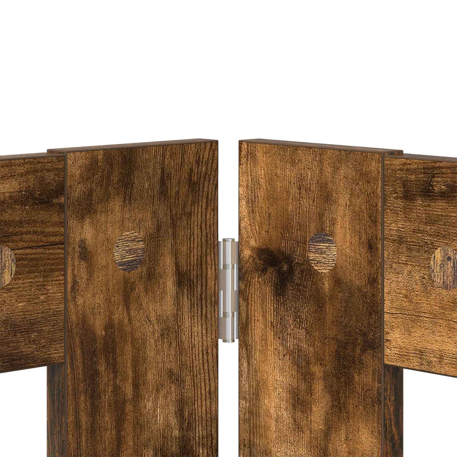 Cancello per cani pieghevole con supporti 4 pz Rovere Fumo