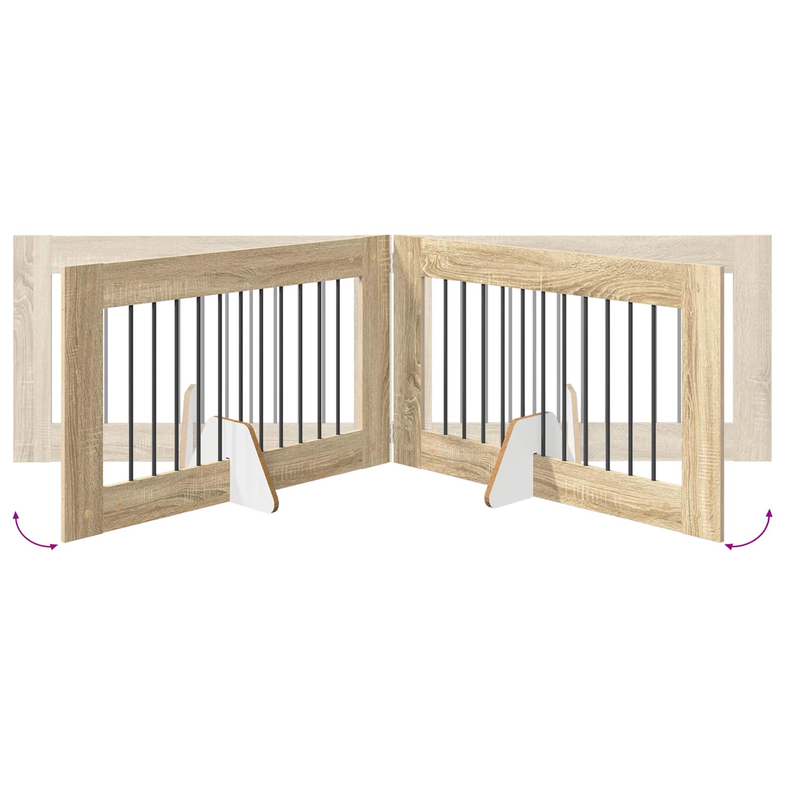Cancello per cani pieghevole con supporti 6 pz Rovere Sonoma