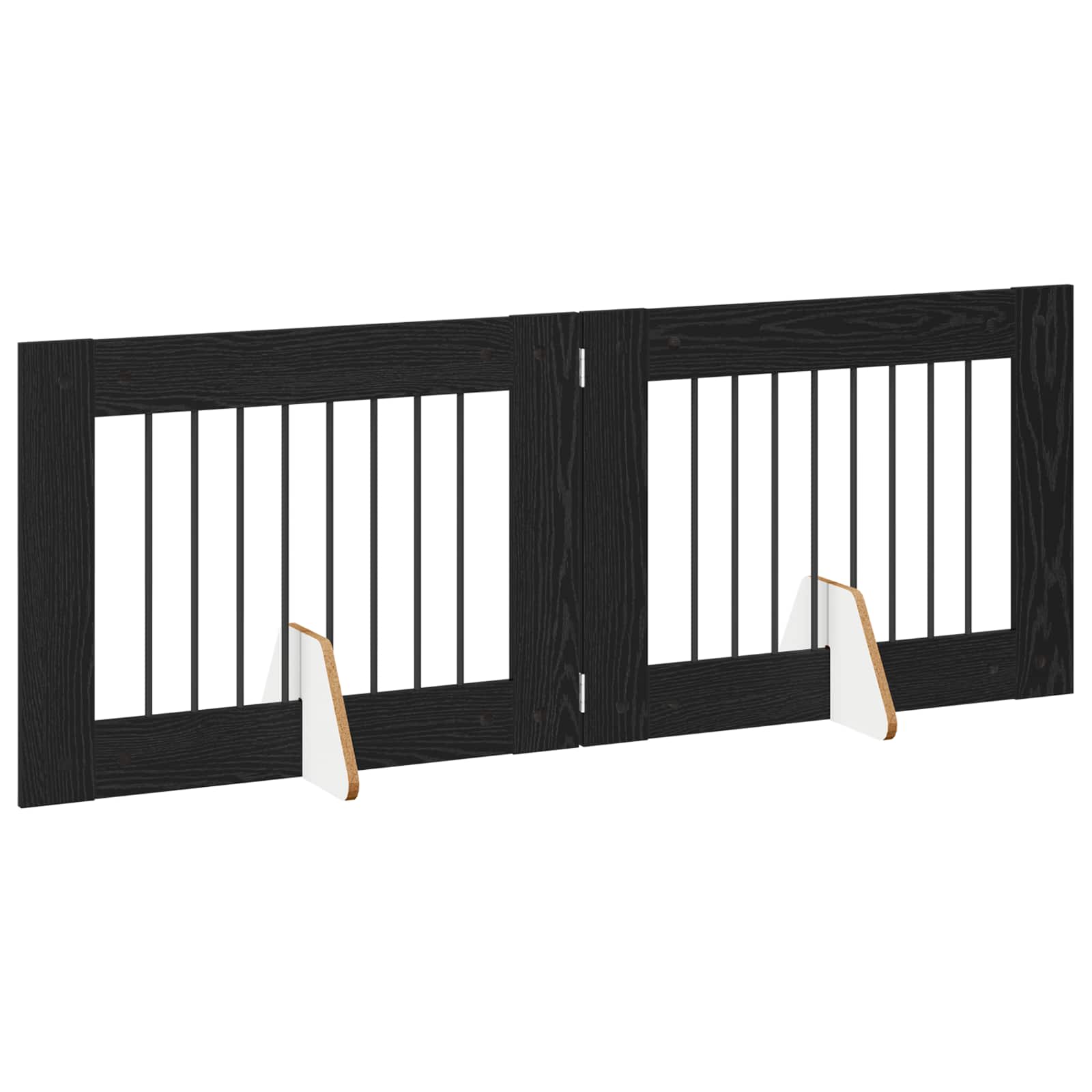 Cancello per cani pieghevole con supporti 2 pz Rovere Nero