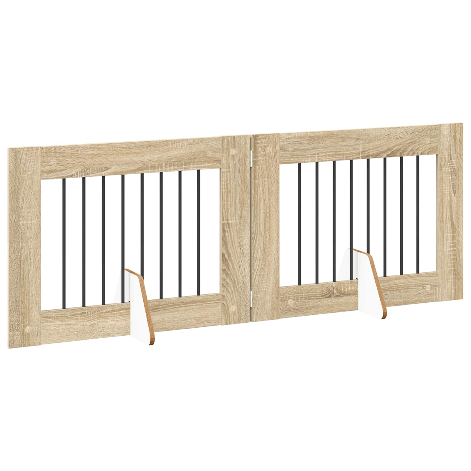 Cancello per cani pieghevole con supporti 2 pz Rovere Sonoma