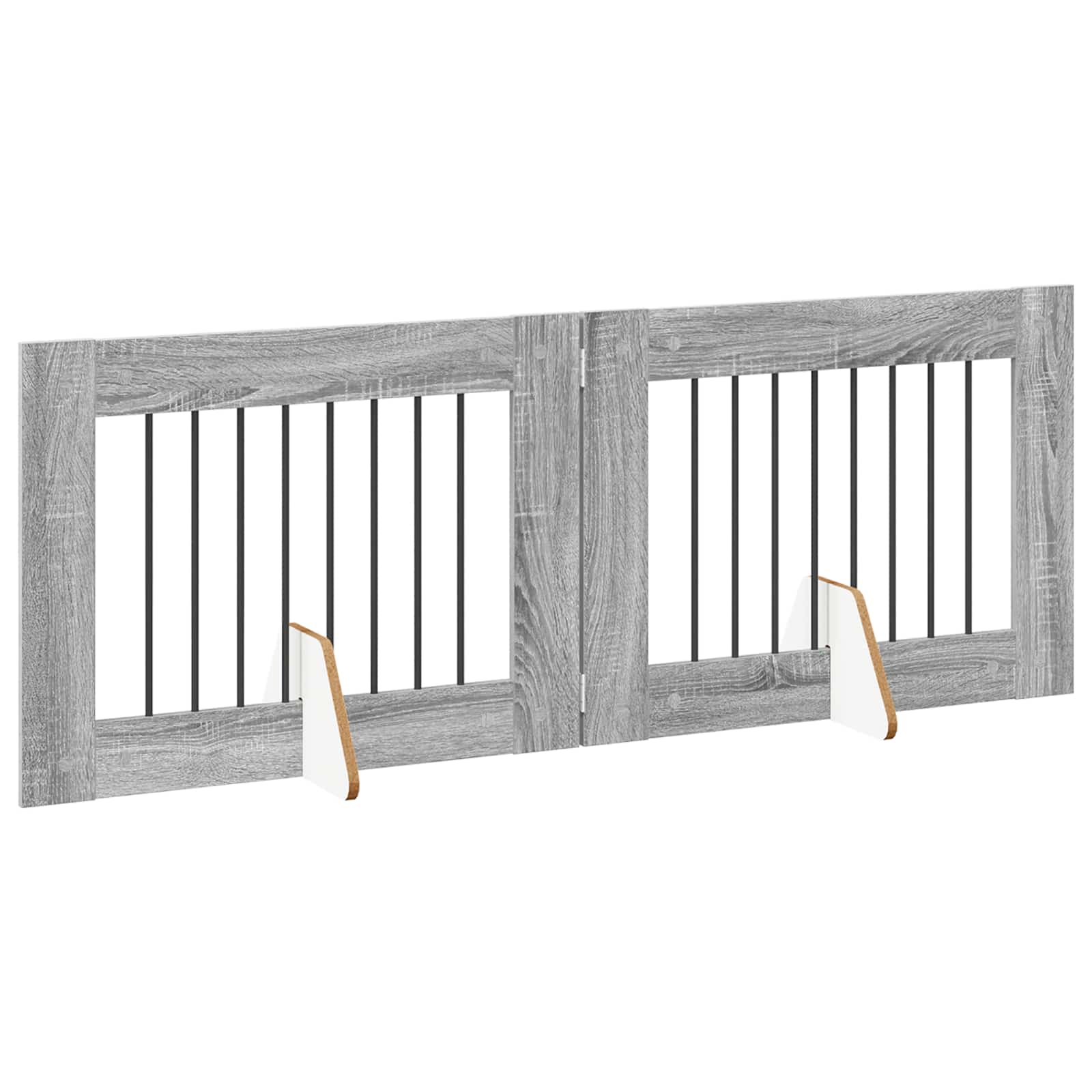 Cancello per cani pieghevole con supporti 2 pz Sonoma grigio
