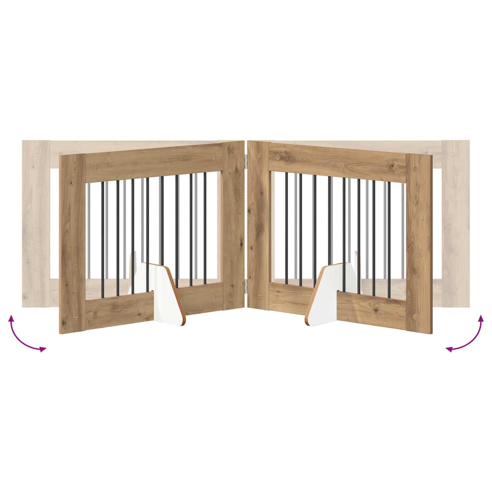 Cancello per cani pieghevole con supporti 2 pz 160,5 cm
