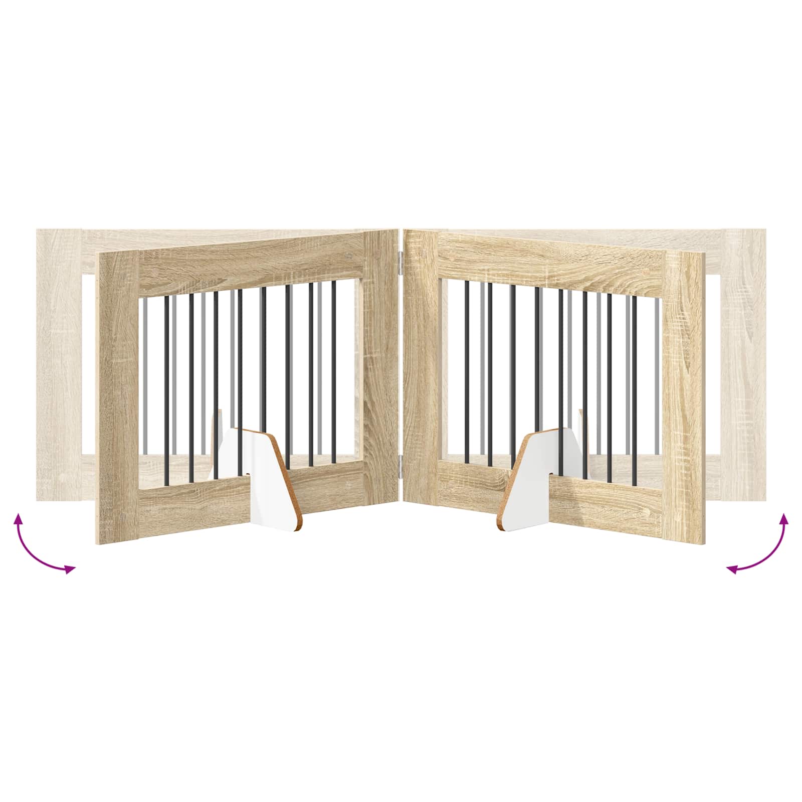 Cancello per cani pieghevole con supporti 4 pz Rovere Sonoma