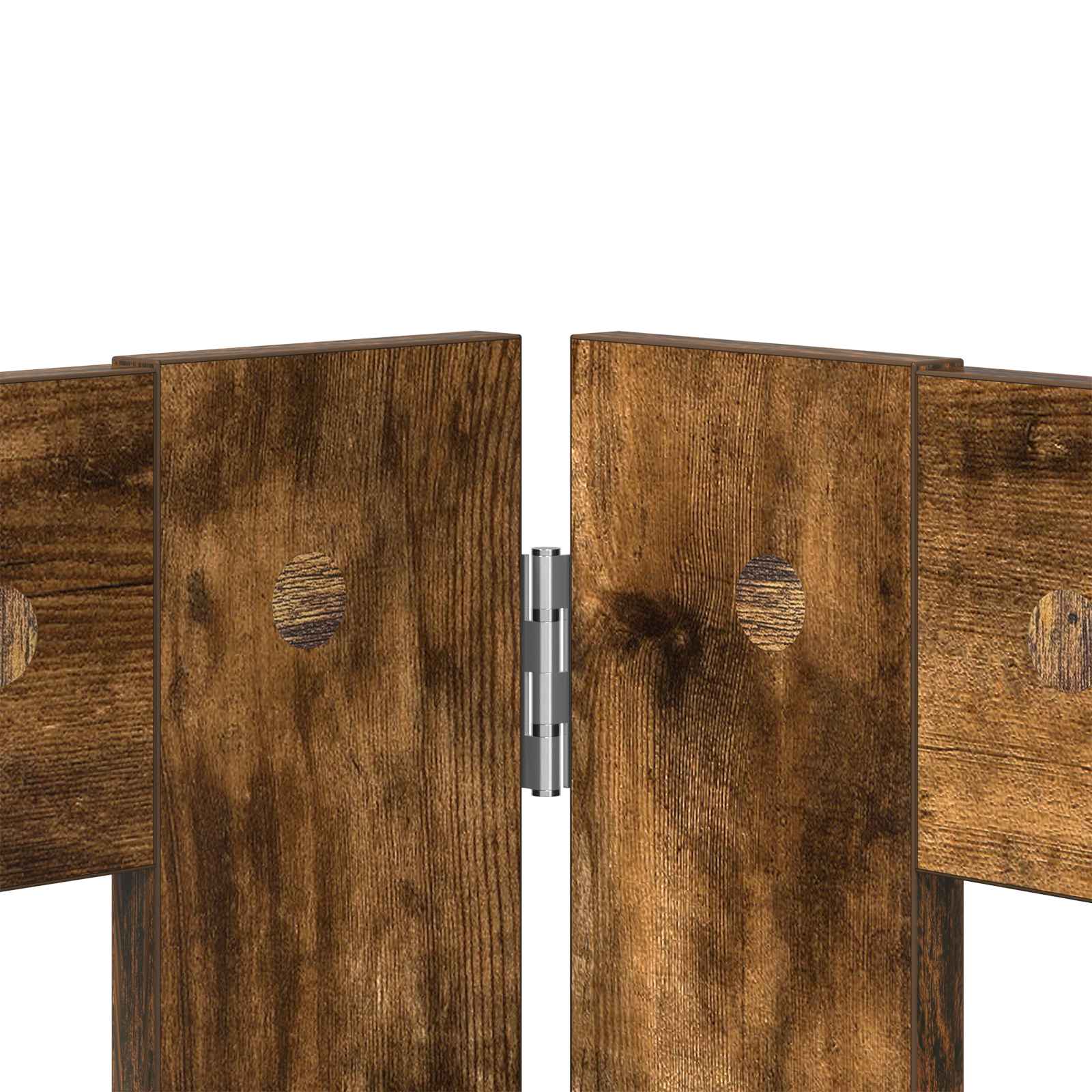 Cancello per cani pieghevole con supporti 4 pz Rovere Fumo