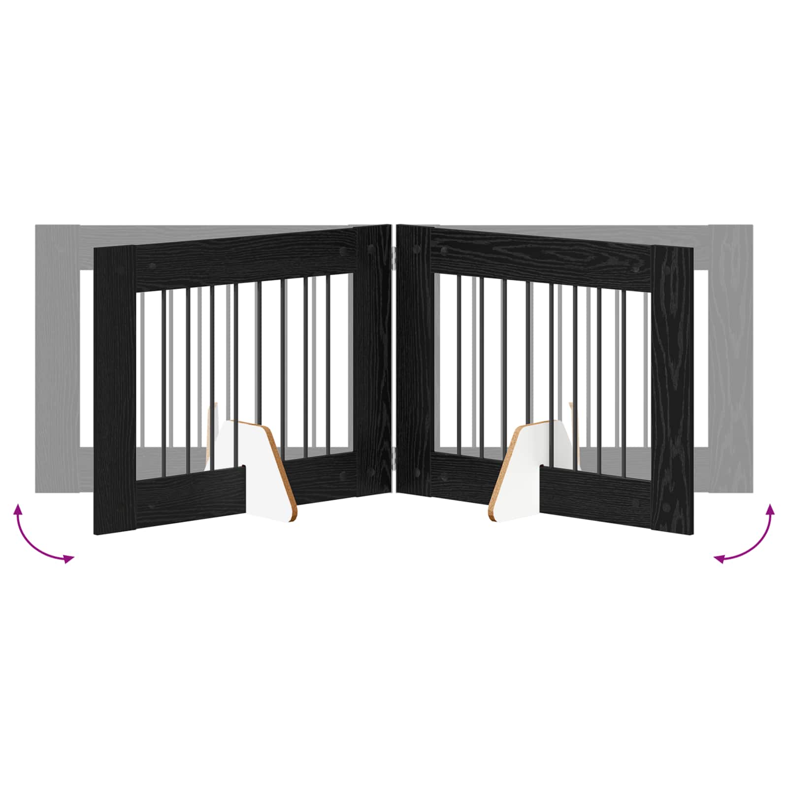 Cancello per cani pieghevole con supporti 6 pz Rovere Nero