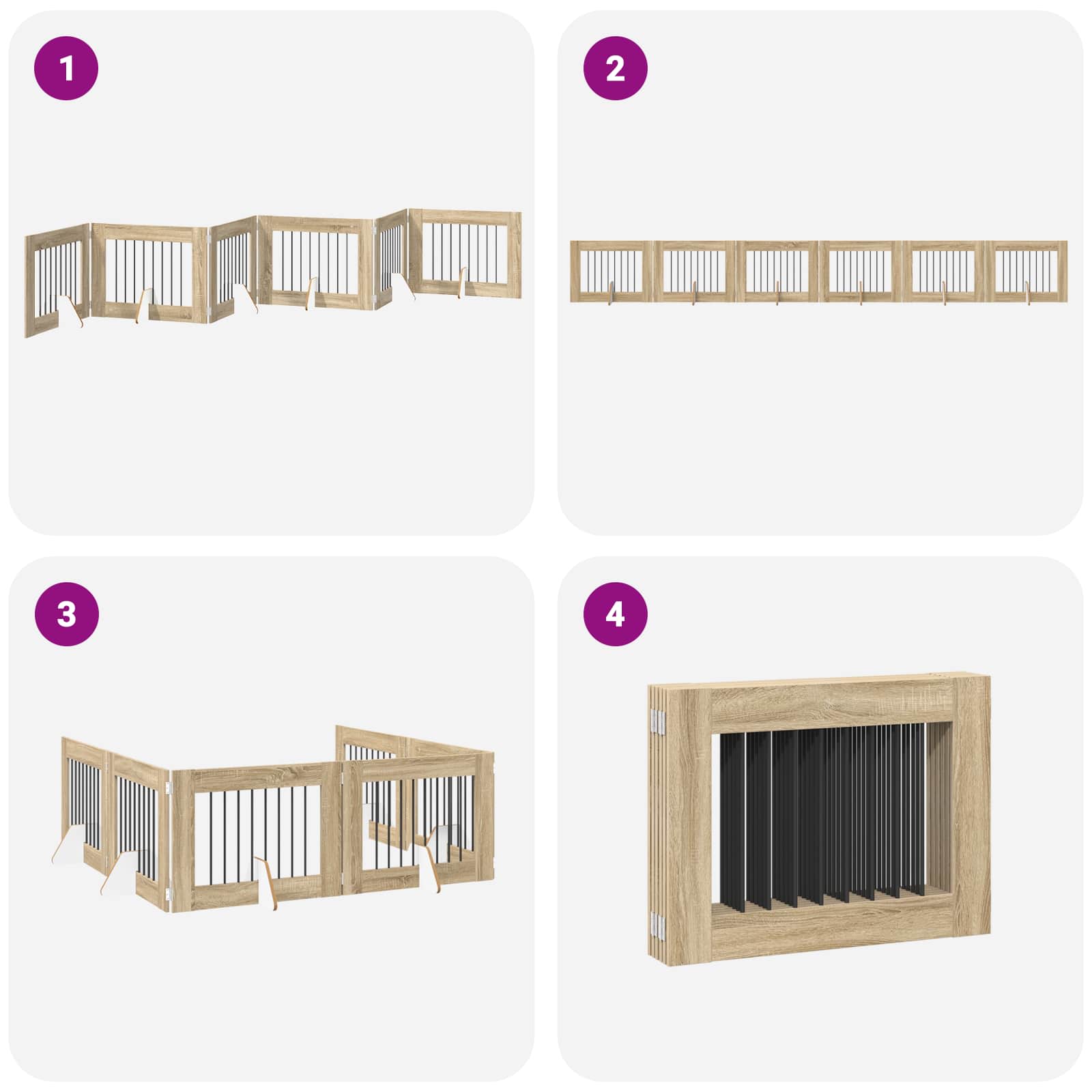Cancello per cani pieghevole con supporti 6 pz Rovere Sonoma