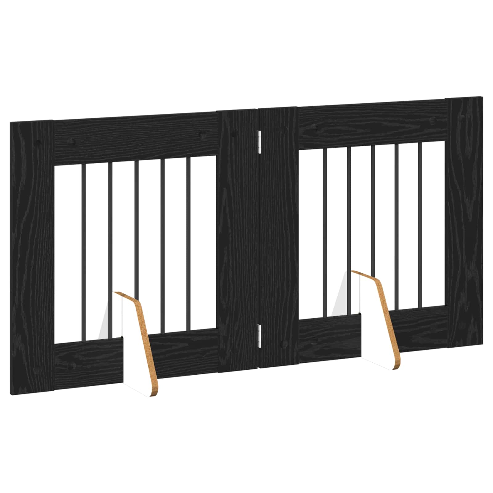 Cancello per cani pieghevole con supporti 2 pz Rovere Nero