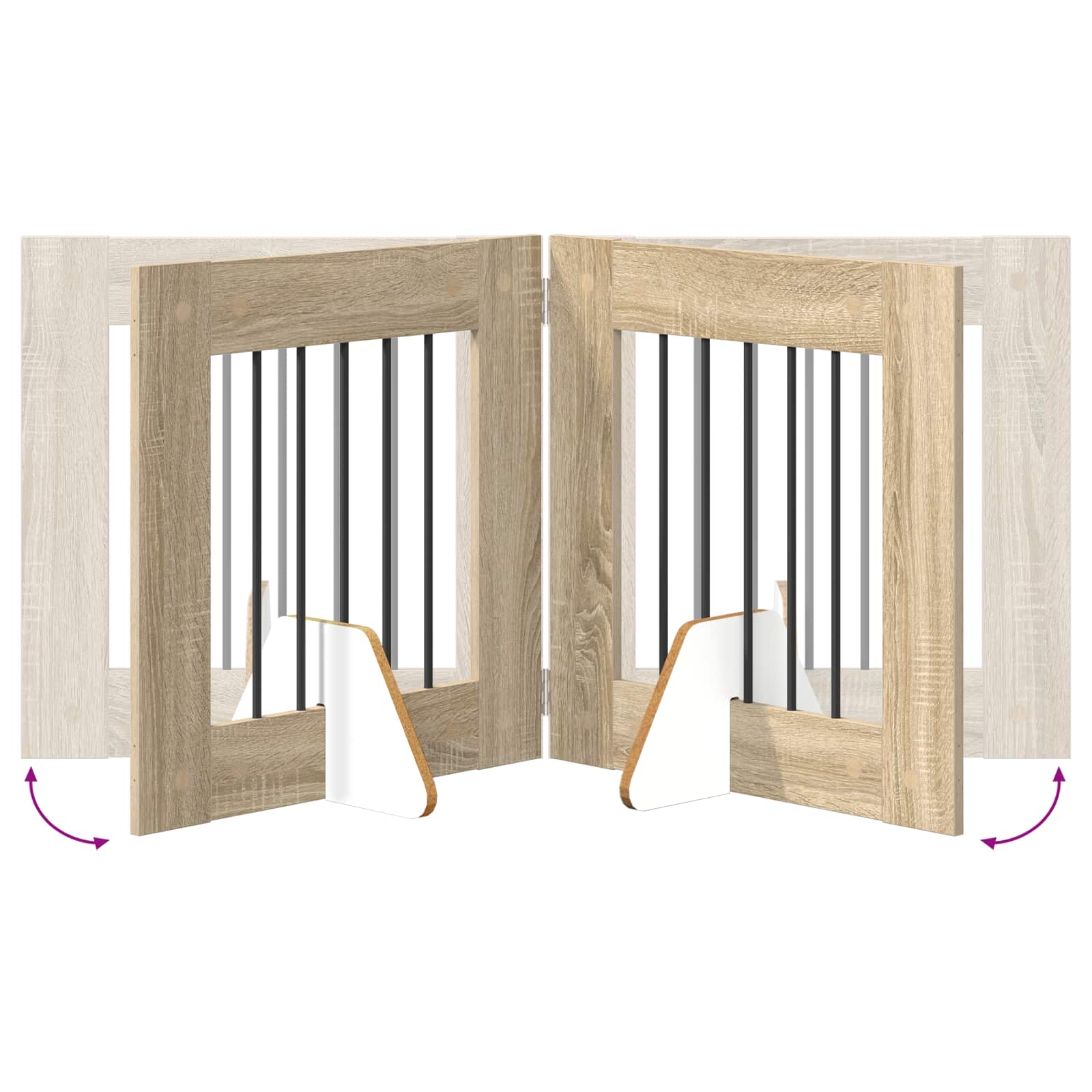 Cancello per cani pieghevole con supporti 4 pz Rovere Sonoma