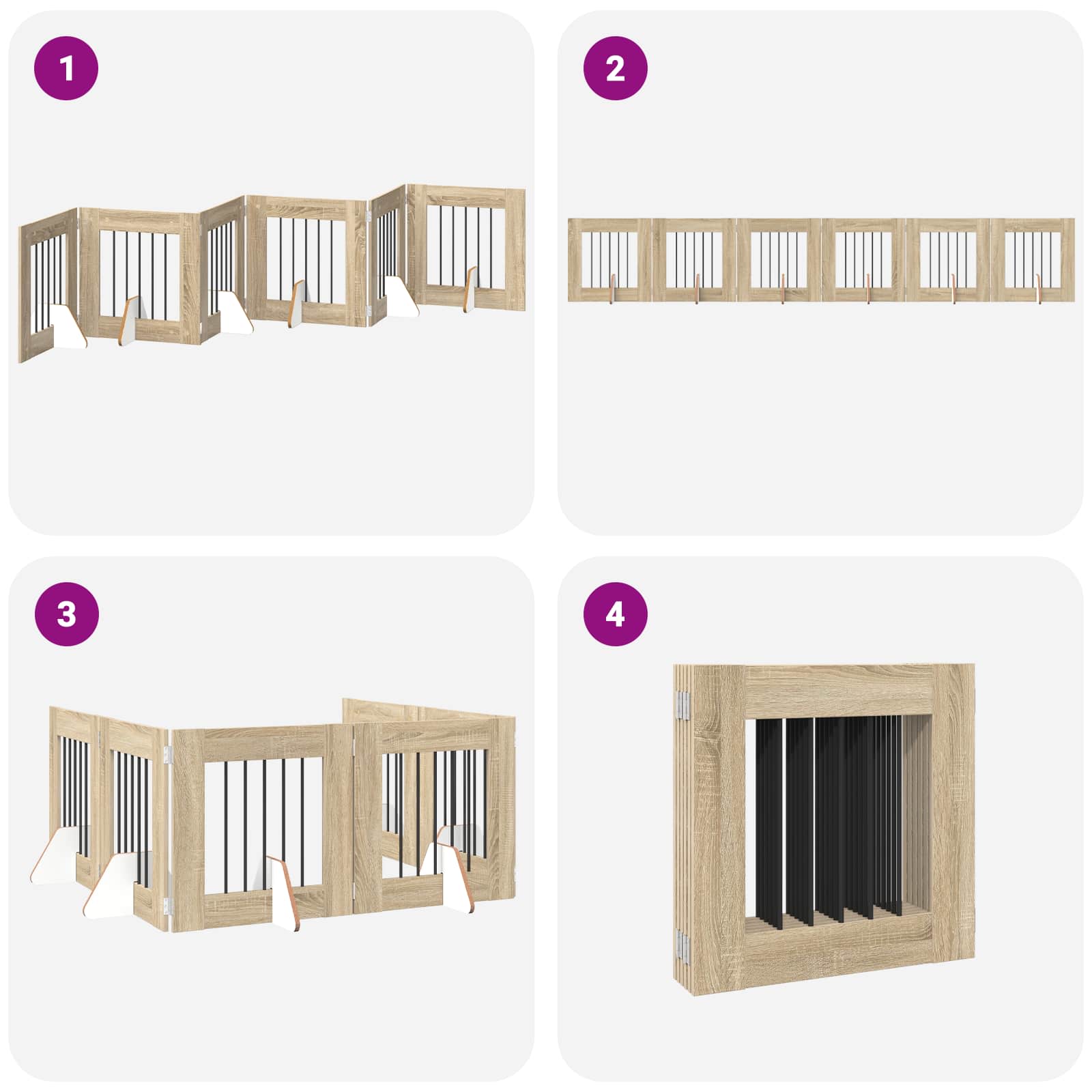 Cancello per cani pieghevole con supporti 6 pz Rovere Sonoma