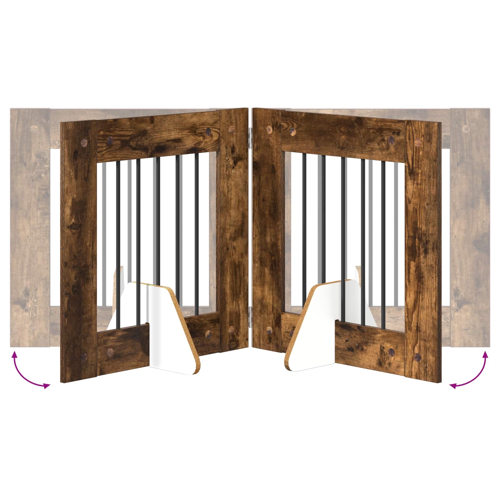 Cancello per cani pieghevole con supporti 6 pz Rovere Fumo