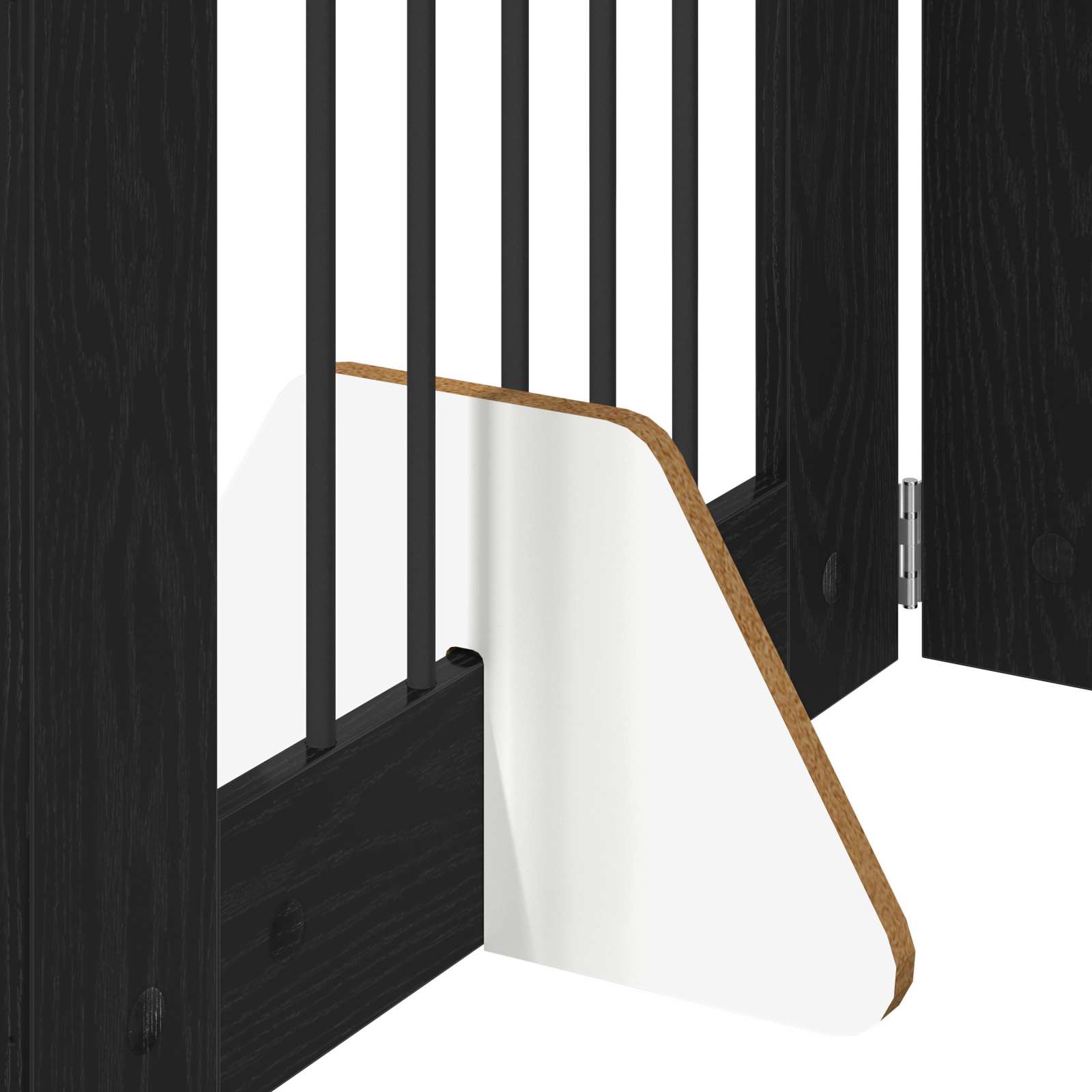 Cancello per cani pieghevole con supporti 8 pz Rovere Nero