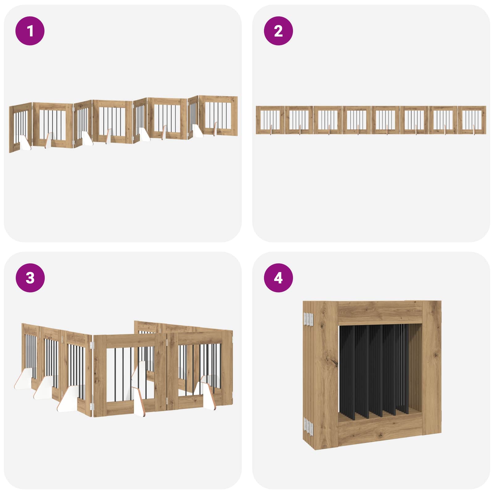 Cancello per cani pieghevole con supporti 8 pz 60 cm