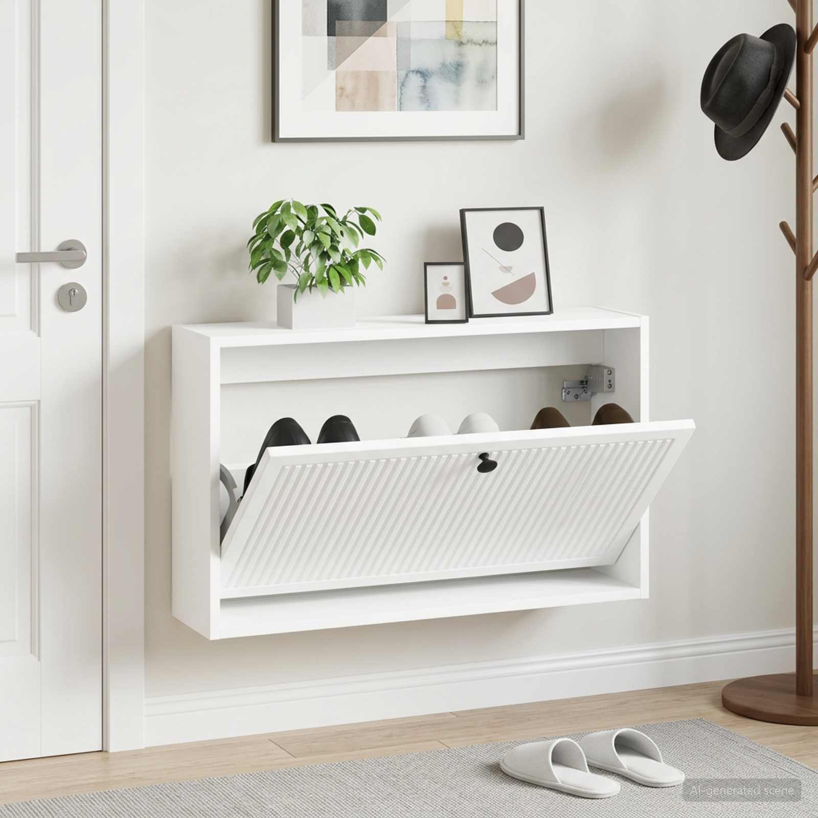 Mobiletto per Scarpe da Muro EDE 71 x 17 x 43 cm Bianco