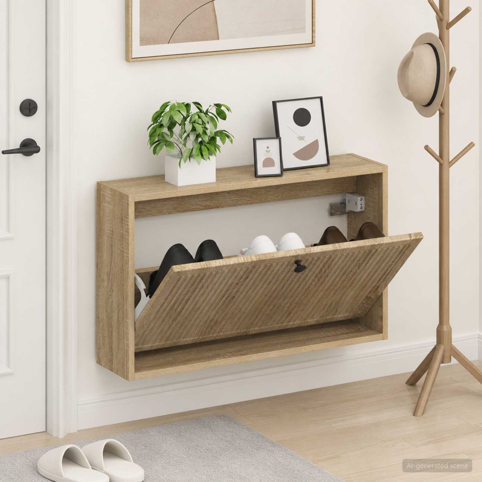 Mobiletto per Scarpe da Muro EDE 71 x 17 x 43 cm Rovere Sonoma
