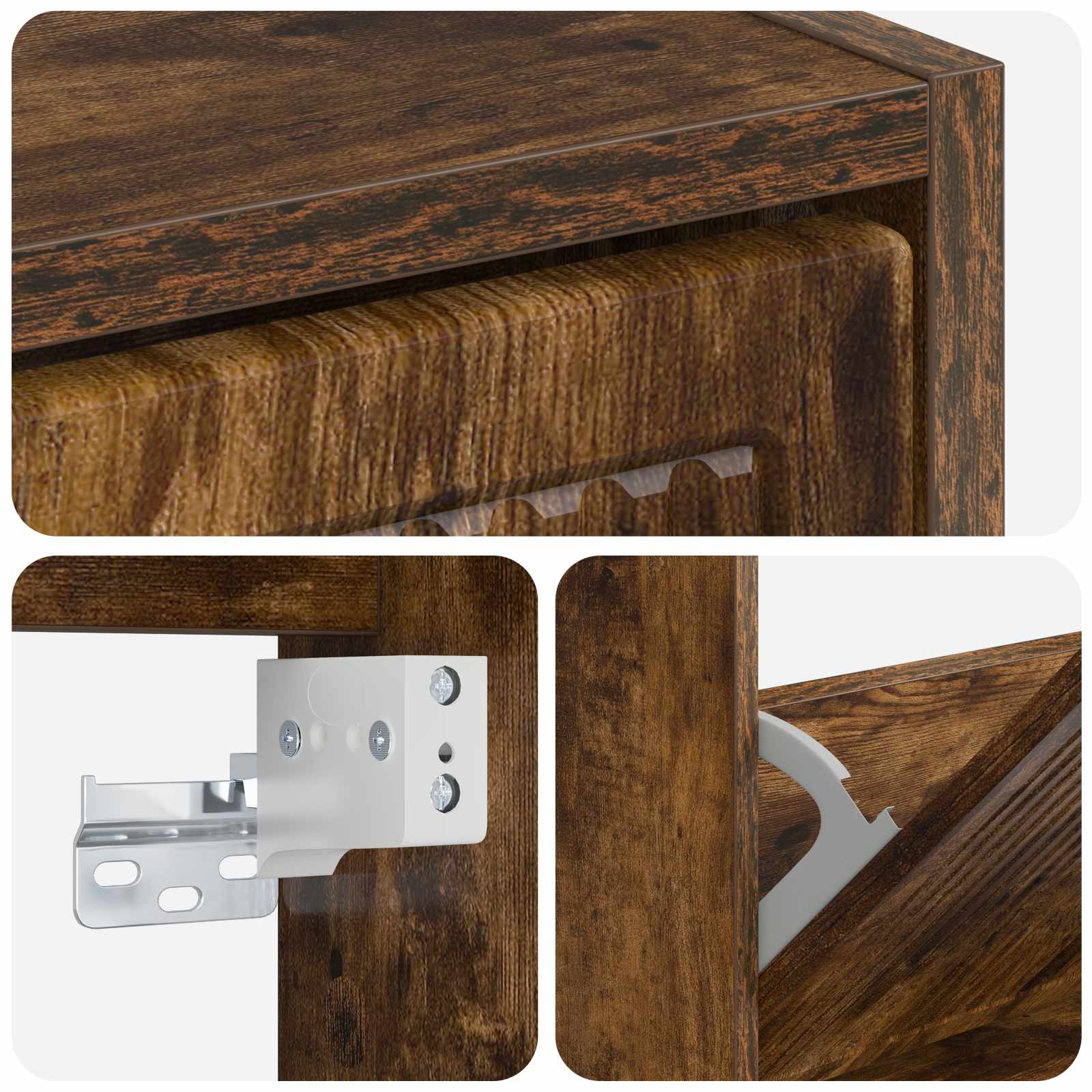Mobiletto per Scarpe da Muro EDE 71 x 17 x 43 cm Rovere Fumo