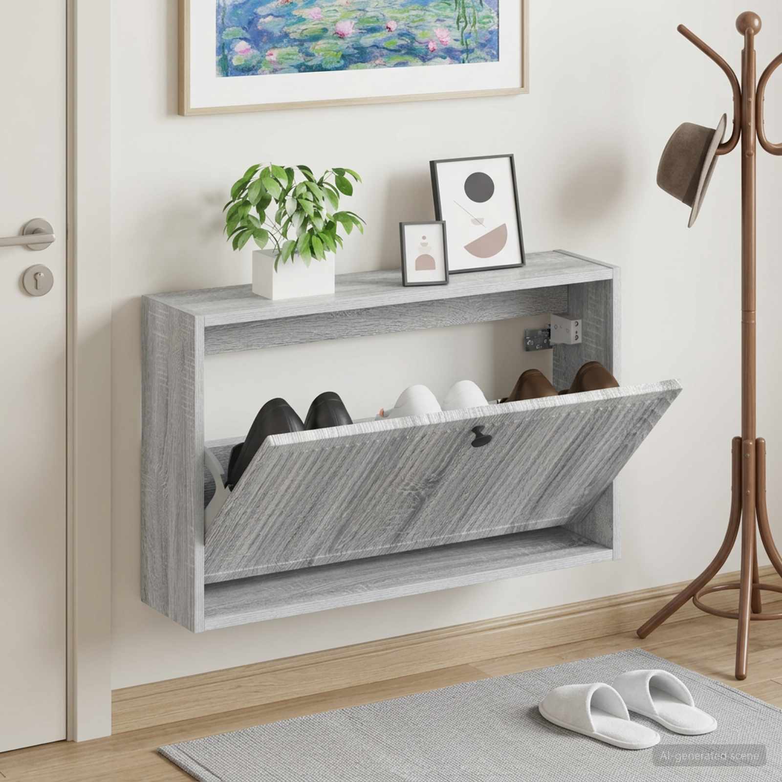 Mobiletto per Scarpe da Muro EDE 71 x 17 x 43 cm Sonoma grigio