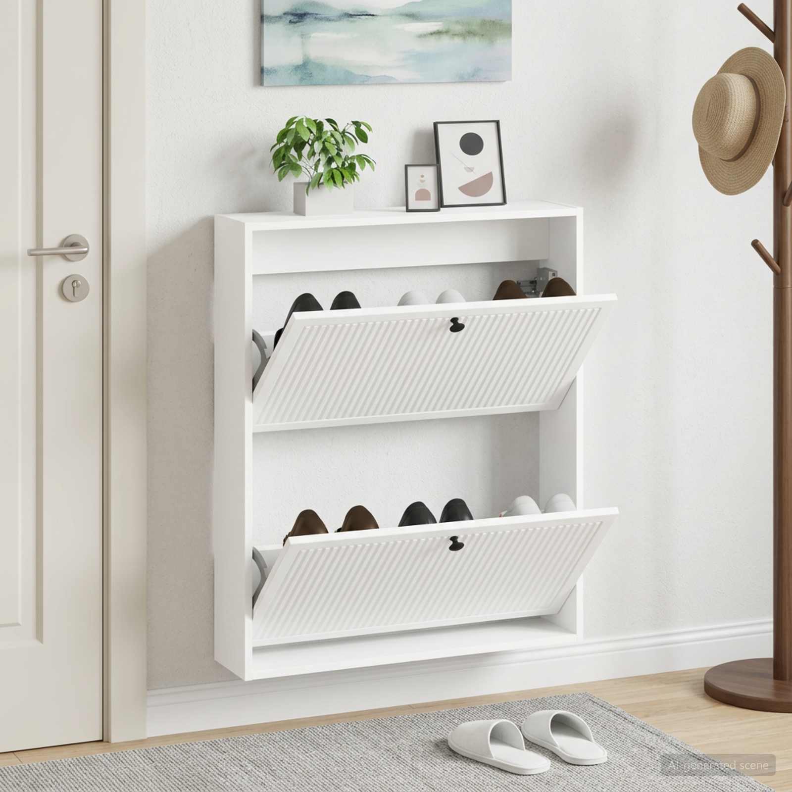 Mobiletto per Scarpe da Muro EDE 71 x 17 x 86 cm Bianco