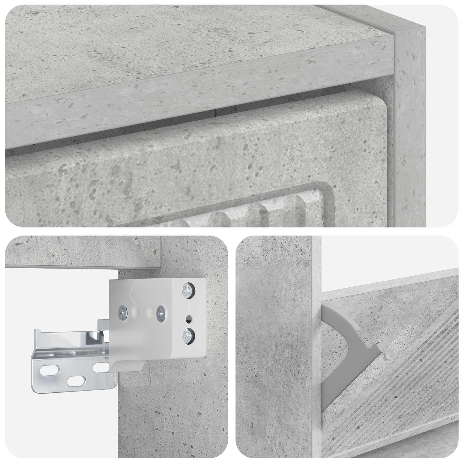 Mobiletto per Scarpe da Muro EDE 71 x 17 x 86 cm Grigio Cemento