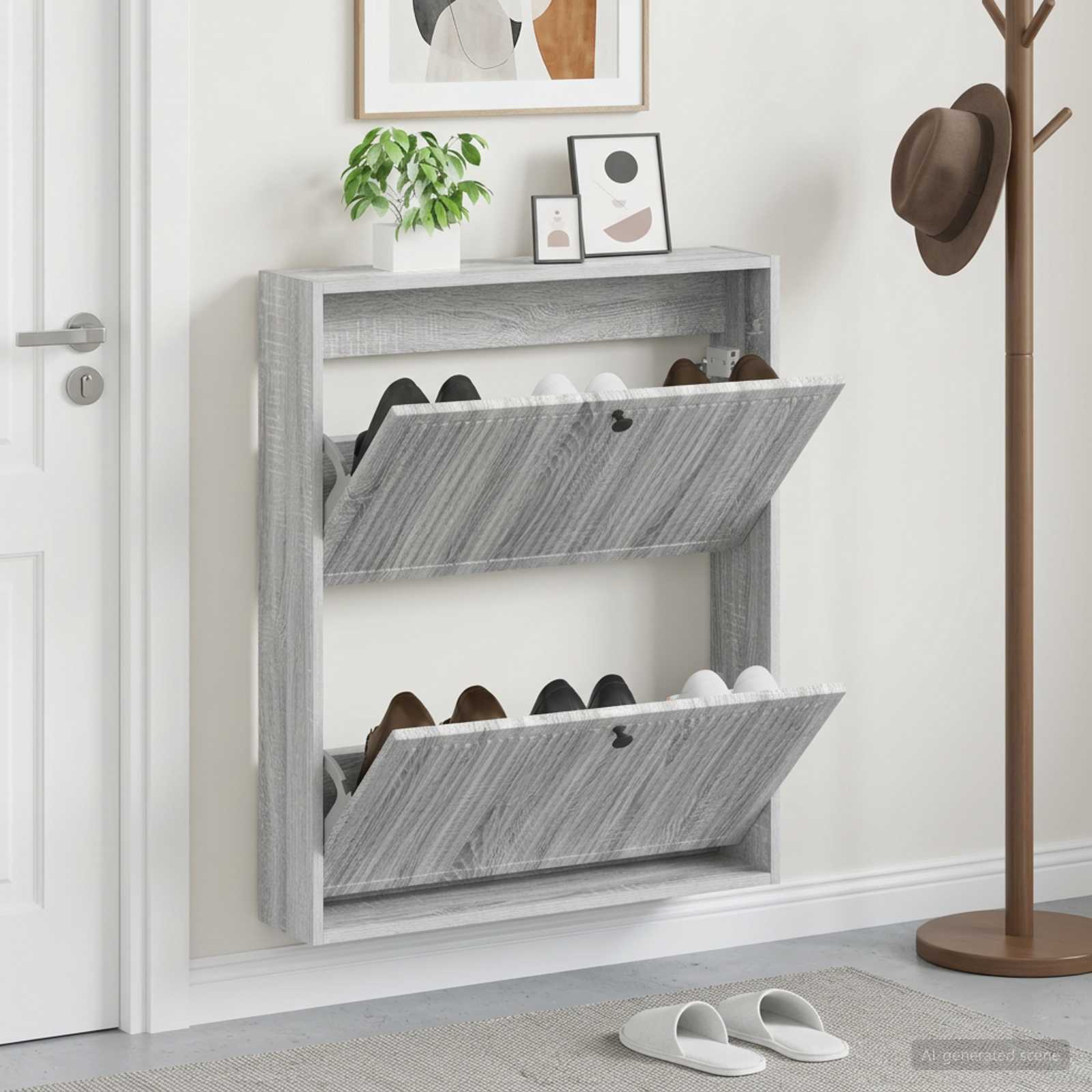 Mobiletto per Scarpe da Muro EDE 71 x 17 x 86 cm Sonoma grigio
