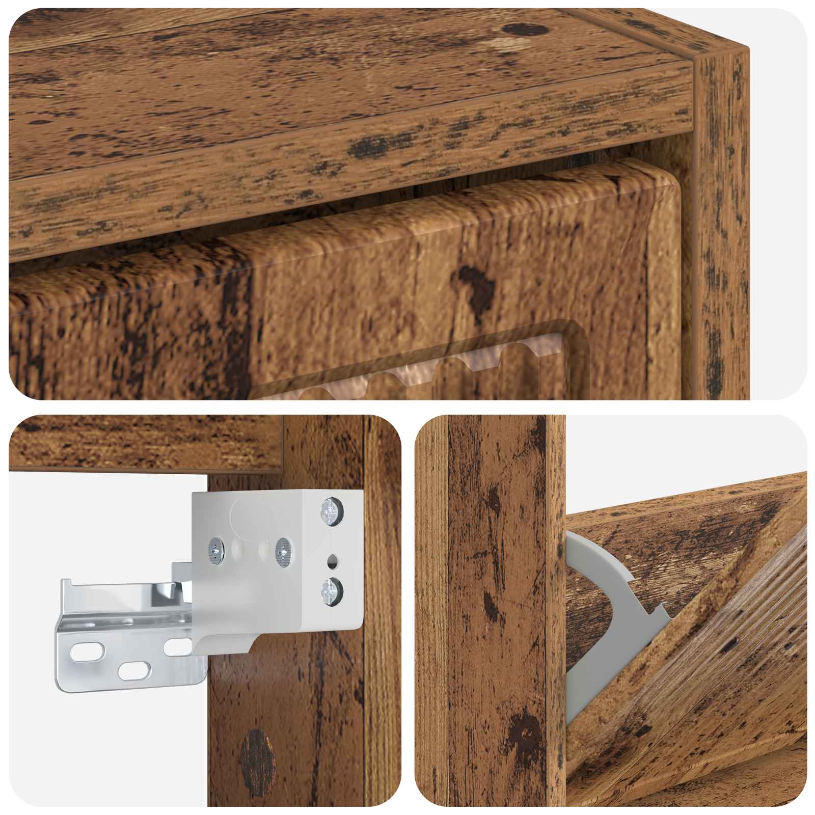 Mobiletto per Scarpe da Muro EDE 71 x 17 x 86 cm Legno antico