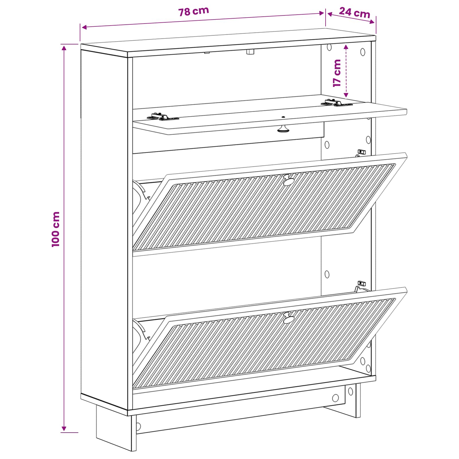 Mobile per scarpe EDE 78 x 24 x 103 cm Legno ingegnerizzato