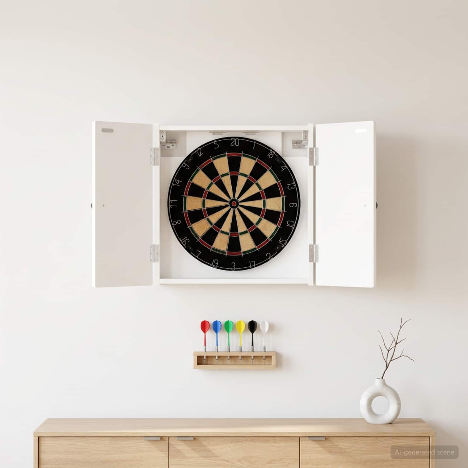 Armadio per Dartboard EDE Bianco 52,5 x 10,5 x 53,5 cm