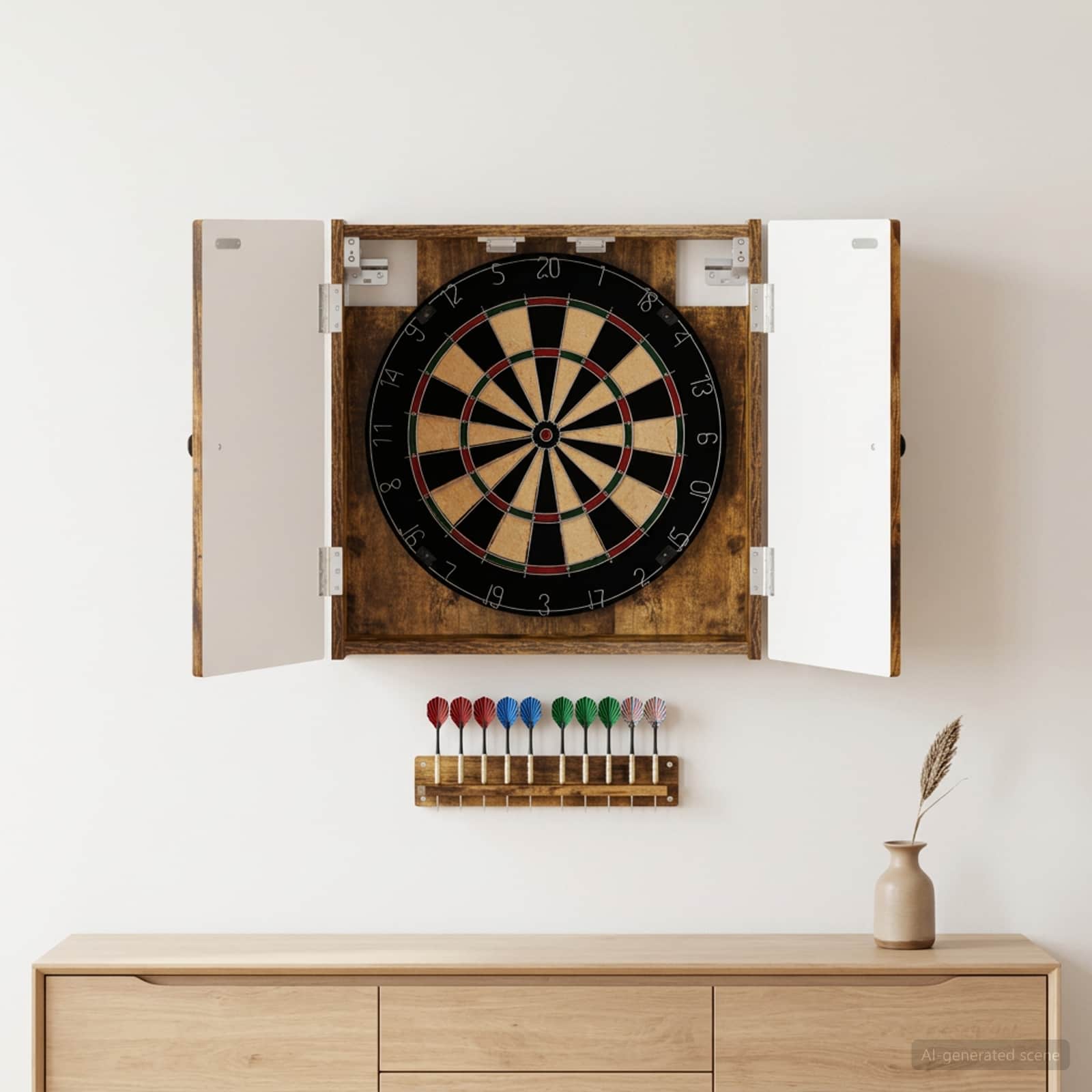 Armadio per Dartboard EDE Rovere Fumo 52,5 x 10,5 x 53,5 cm