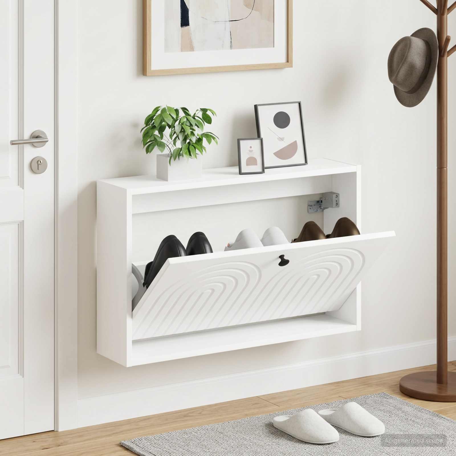 Mobiletto per Scarpe da Muro ALKMAAR 71 x 17 x 43 cm Bianco