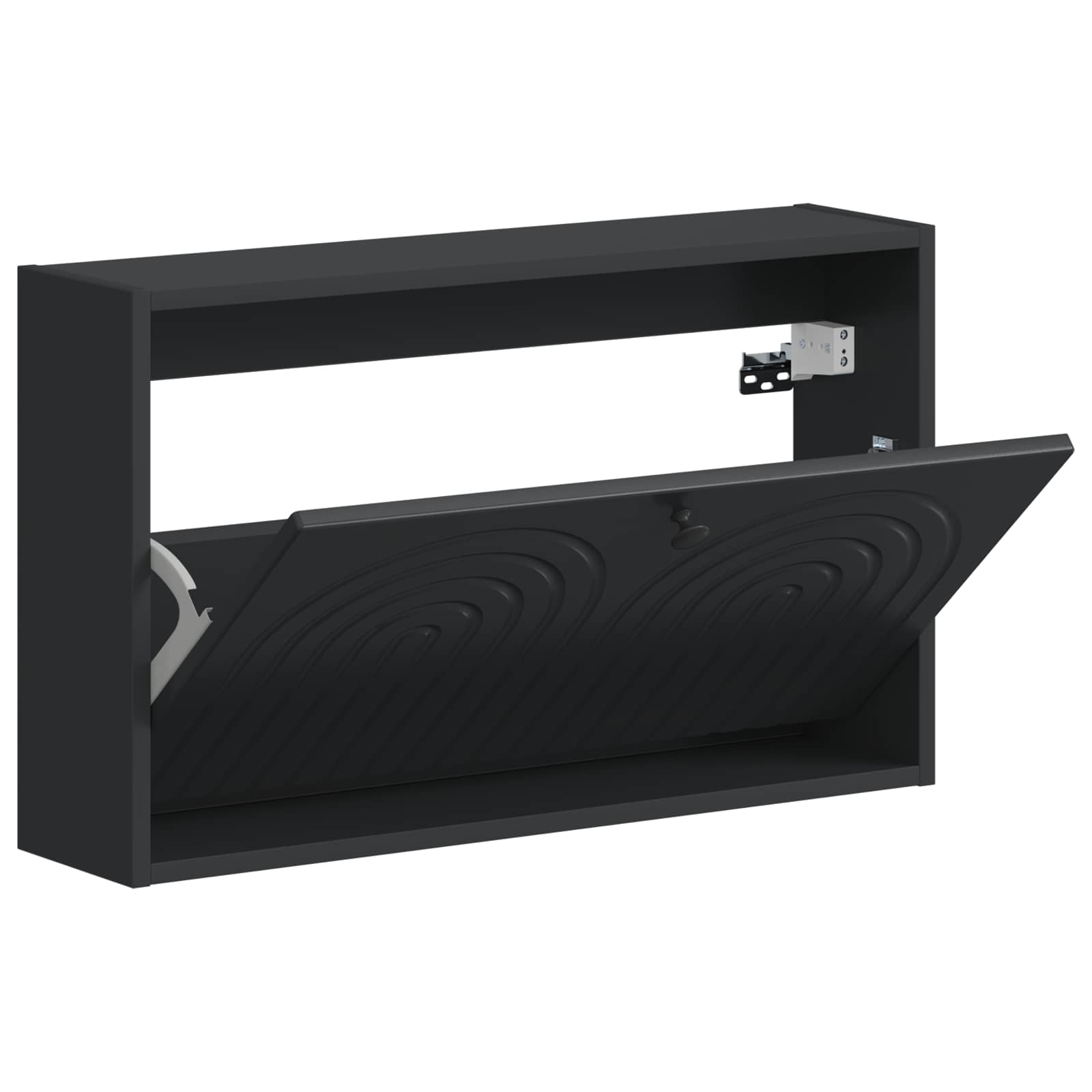 Mobiletto per Scarpe da Muro ALKMAAR 71 x 17 x 43 cm Nero