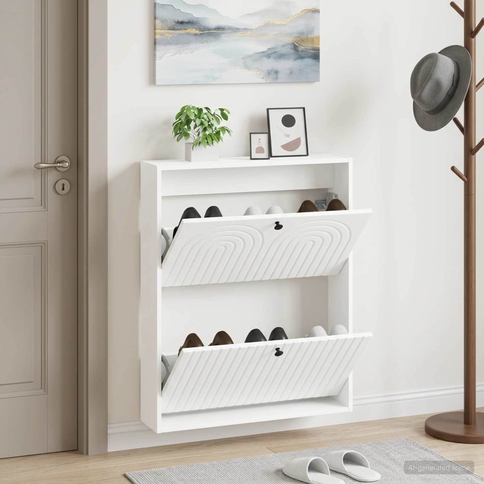 Mobiletto per Scarpe da Muro ALKMAAR 71 x 17 x 86 cm Bianco