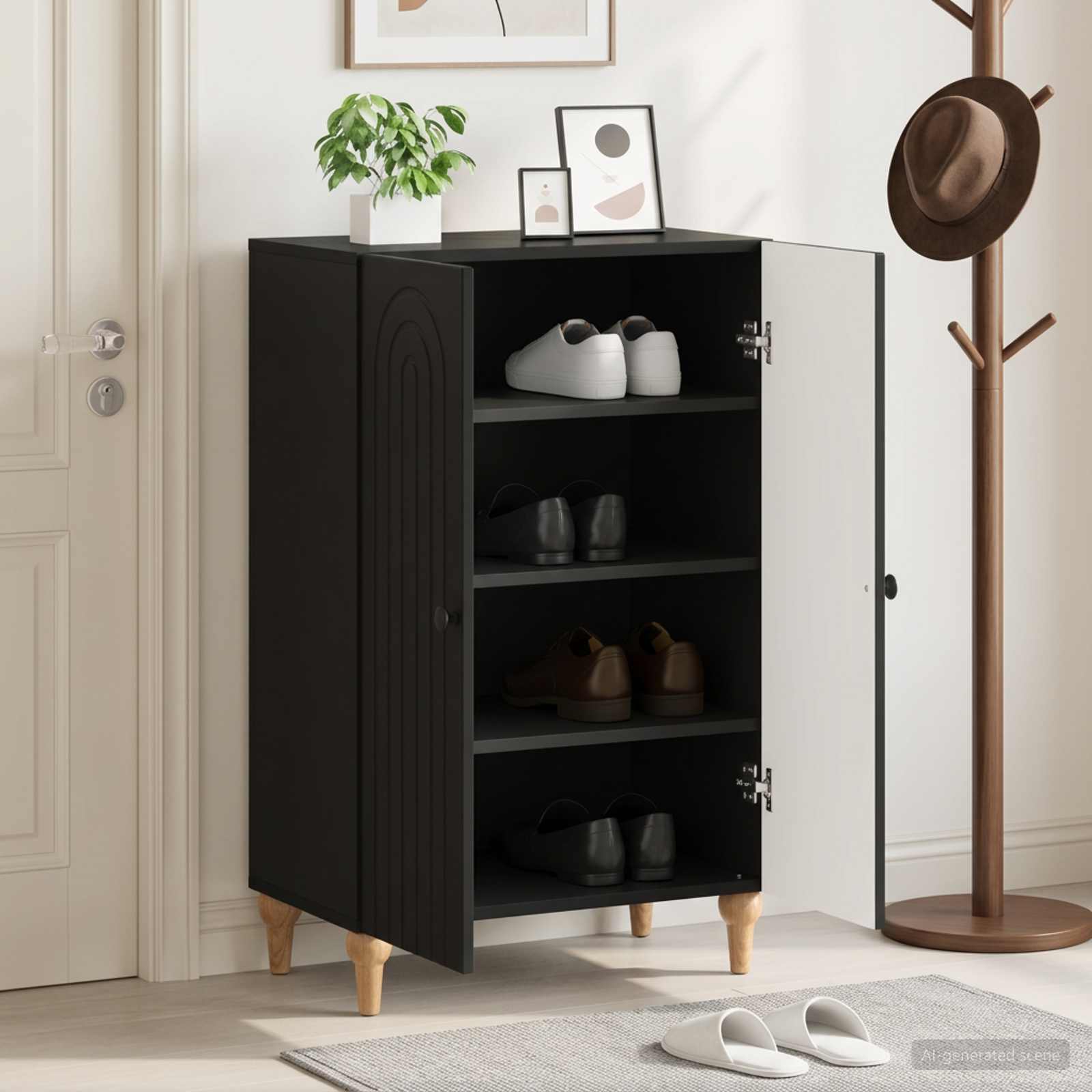 Mobile per scarpe ALKMAAR 59,5 x 39,5 x 90 cm Nero