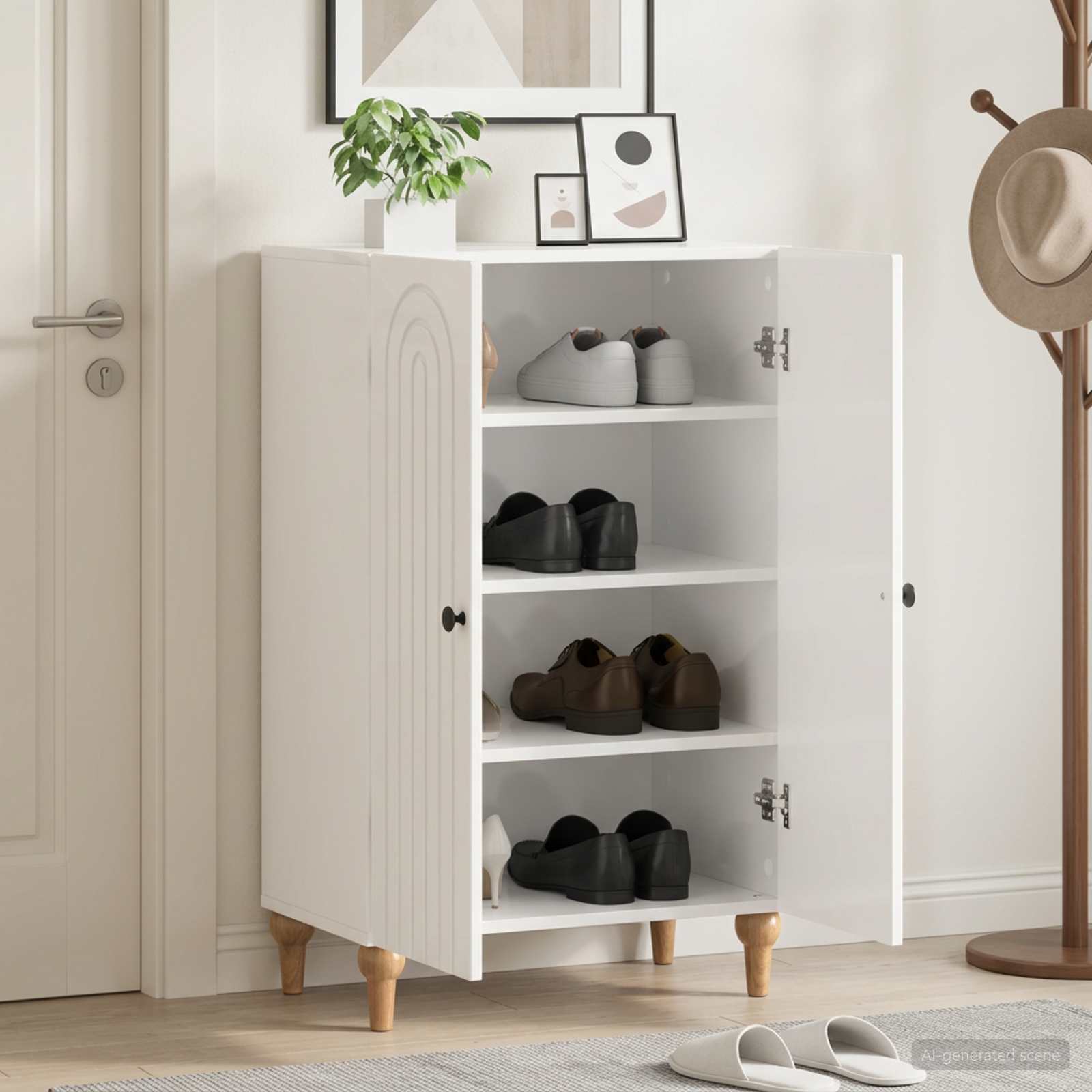 Mobile per scarpe ALKMAAR 59,5 x 39,5 x 90 cm Bianco Lucido