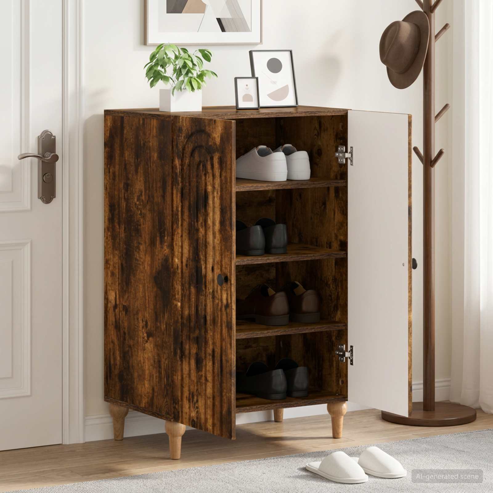 Mobile per scarpe ALKMAAR 59,5 x 39,5 x 90 cm Rovere Fumo