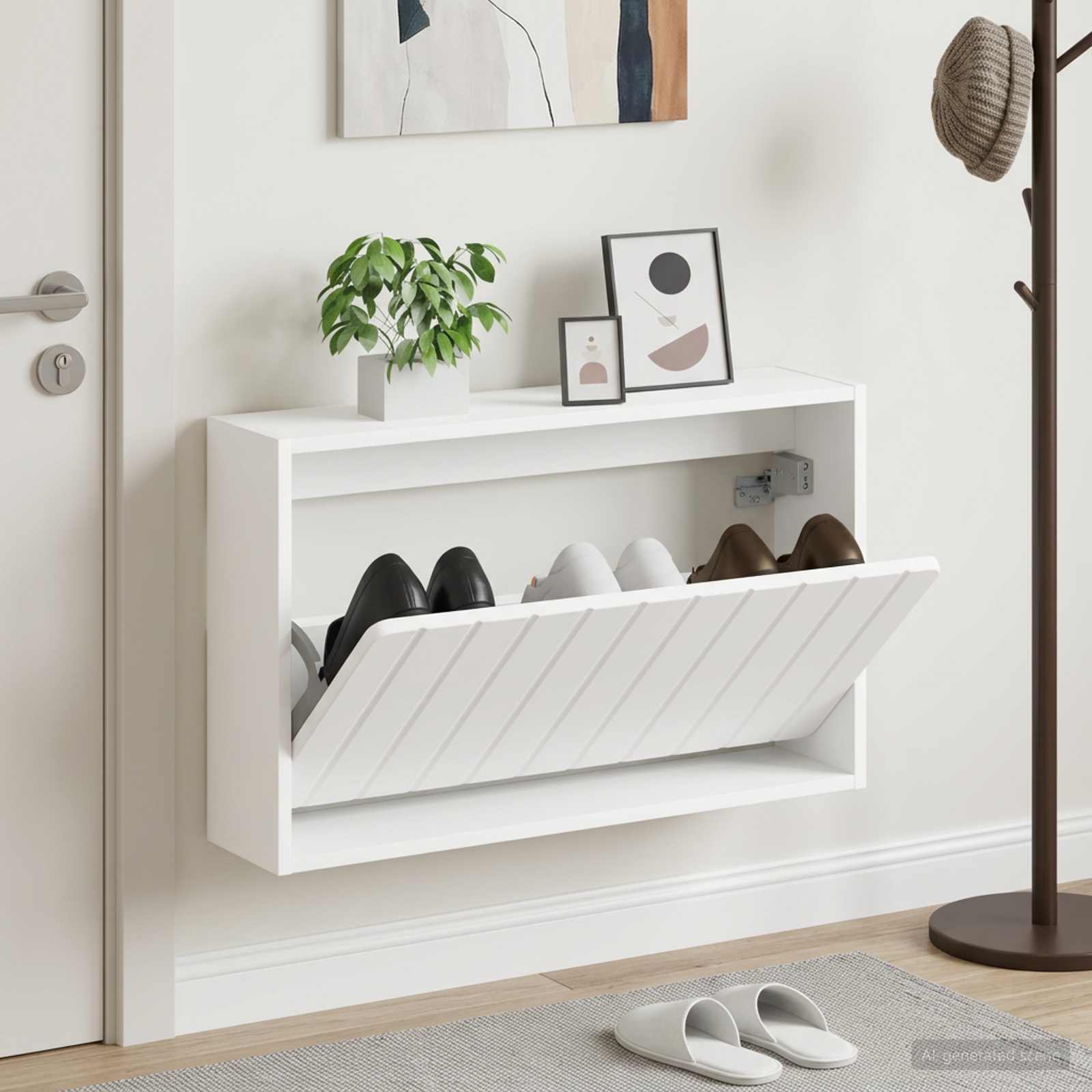 Mobiletto per Scarpe da Muro ZWOLLE 71 x 17 x 43 cm Bianco