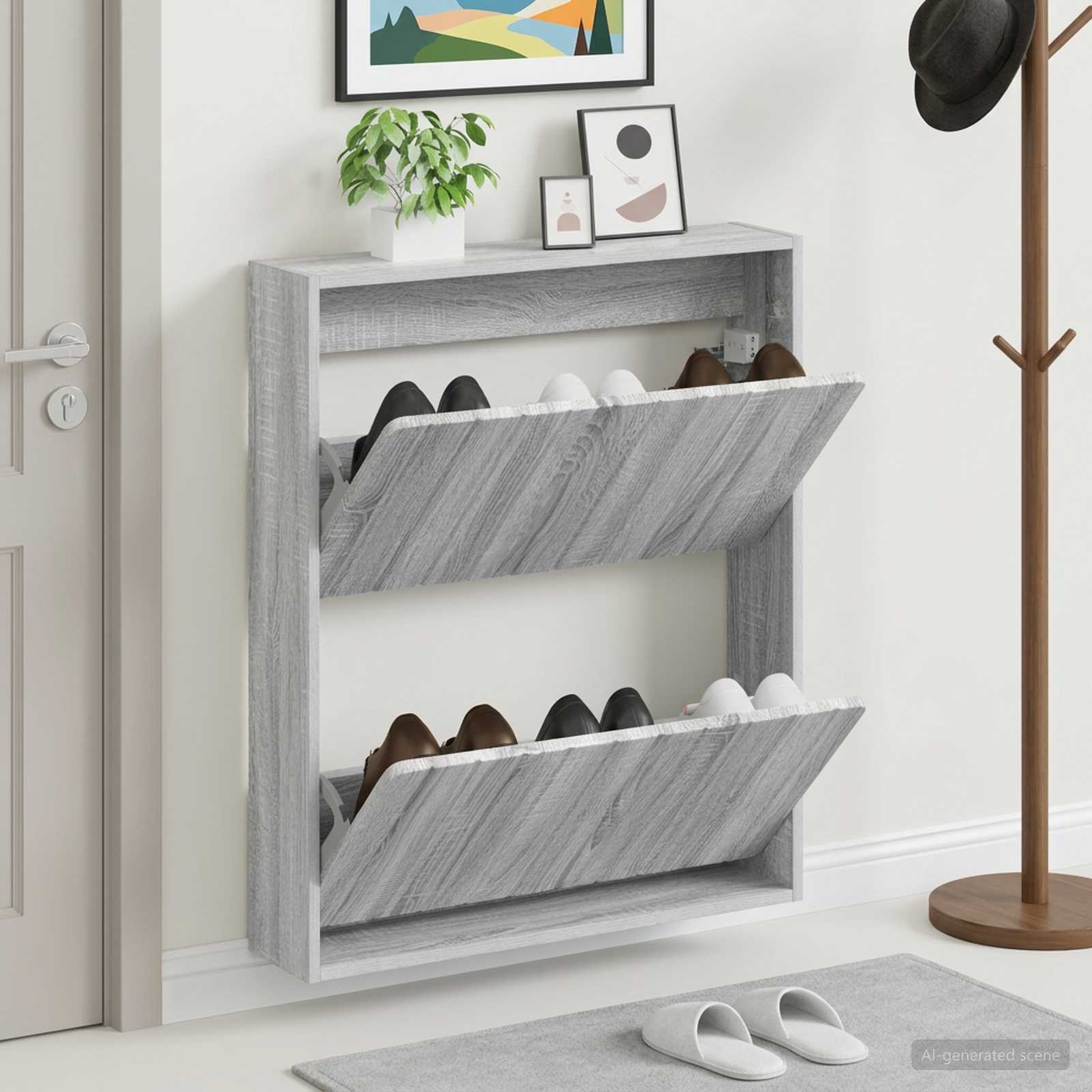 Mobiletto per Scarpe da Muro ZWOLLE 71 x 17 x 86 cm