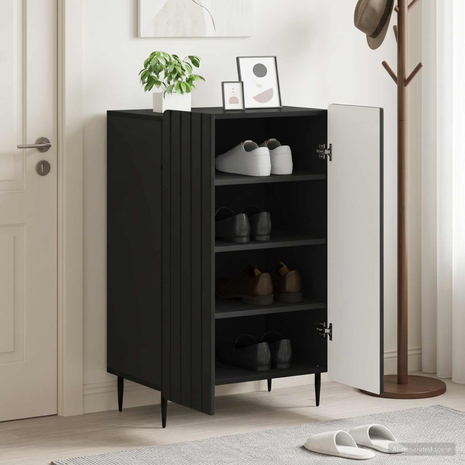 Mobile per scarpe ZWOLLE 59,5 x 39,5 x 91,5 cm Nero