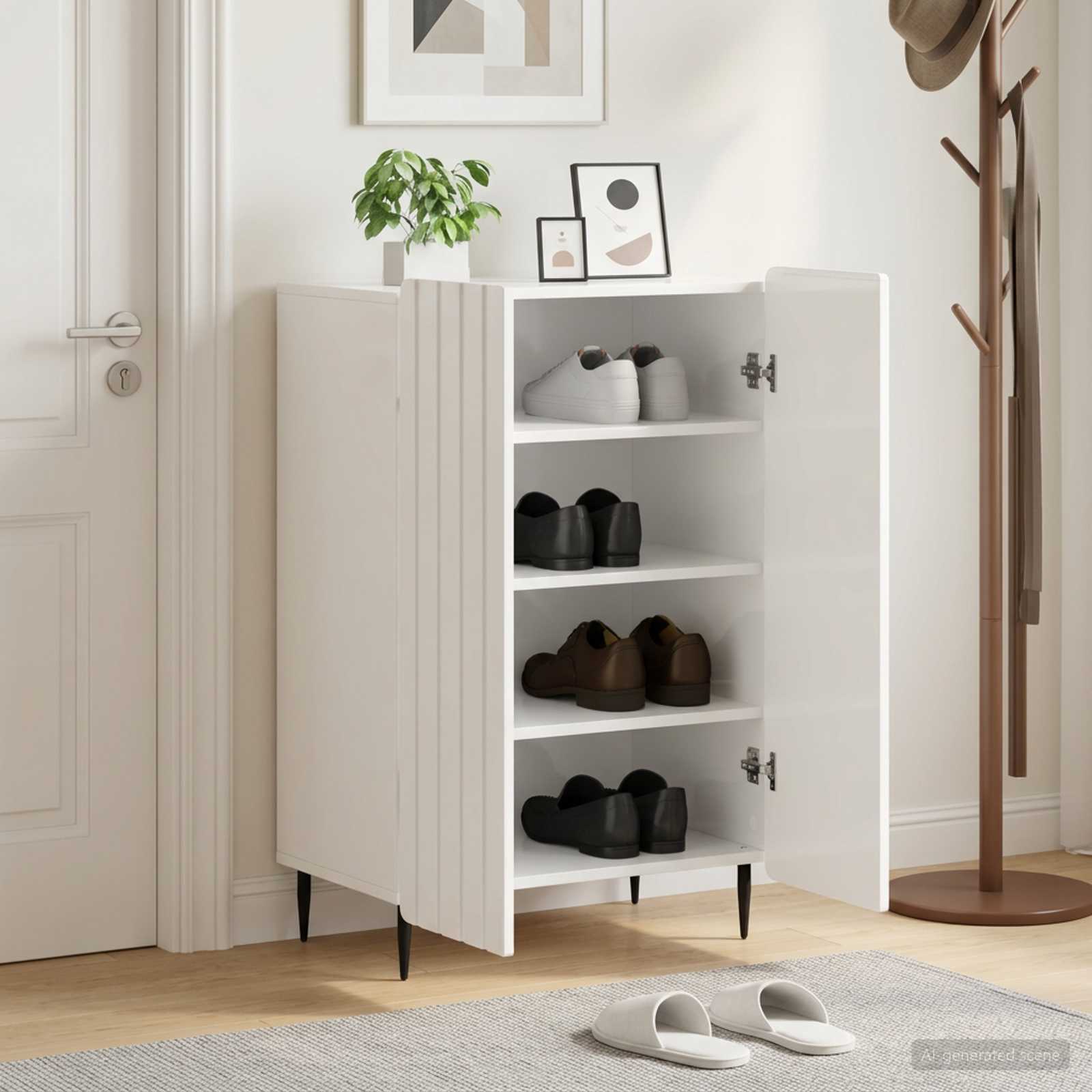 Mobile per scarpe ZWOLLE 59,5 x 39,5 x 91,5 cm Bianco Lucido
