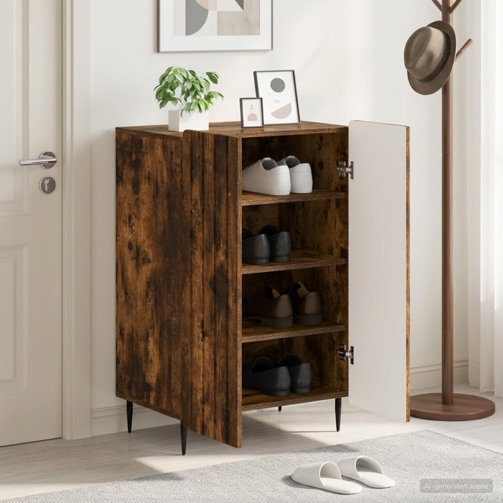 Mobile per scarpe ZWOLLE 59,5 x 39,5 x 91,5 cm Rovere Fumo