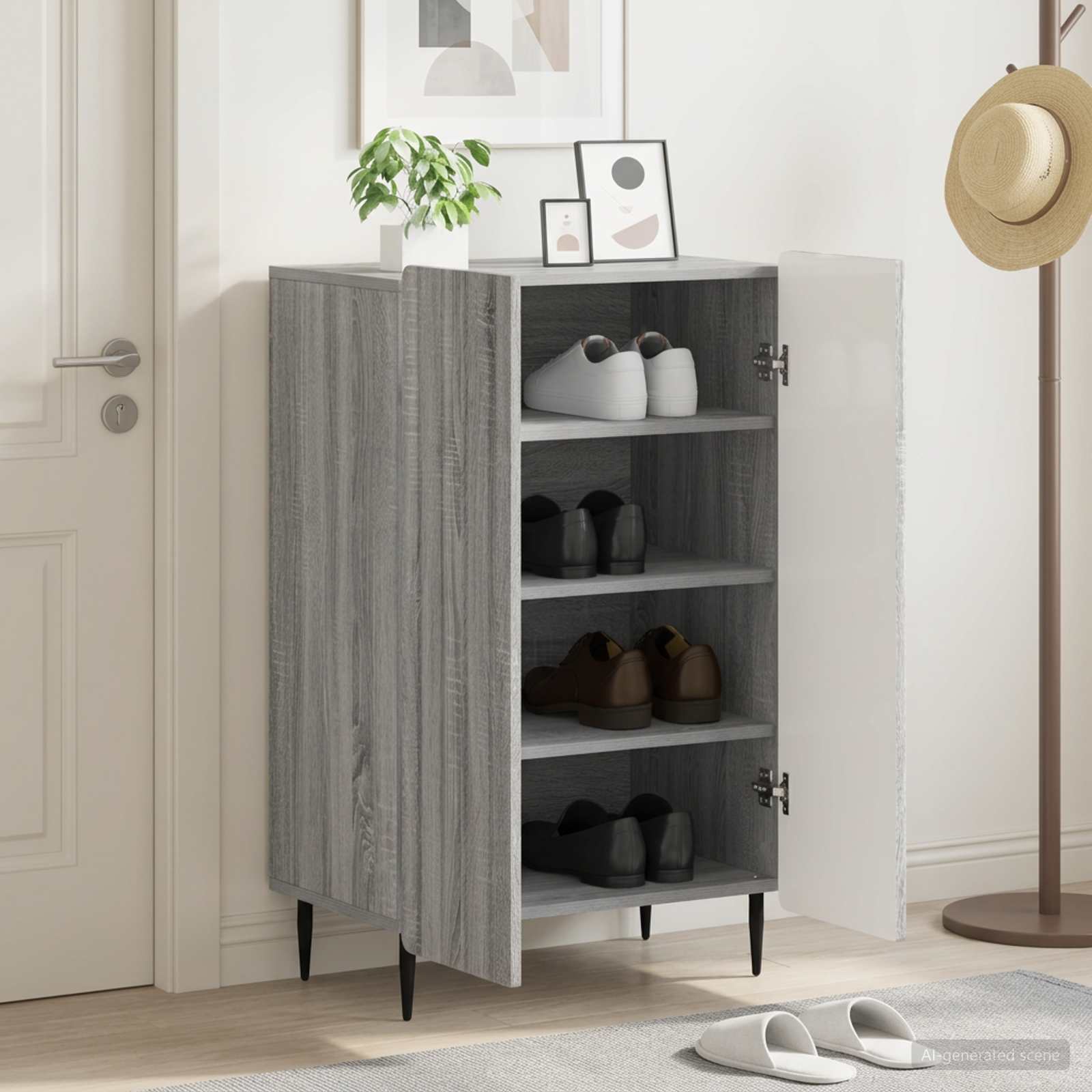 Mobile per scarpe ZWOLLE 59,5 x 39,5 x 91,5 cm Sonoma grigio