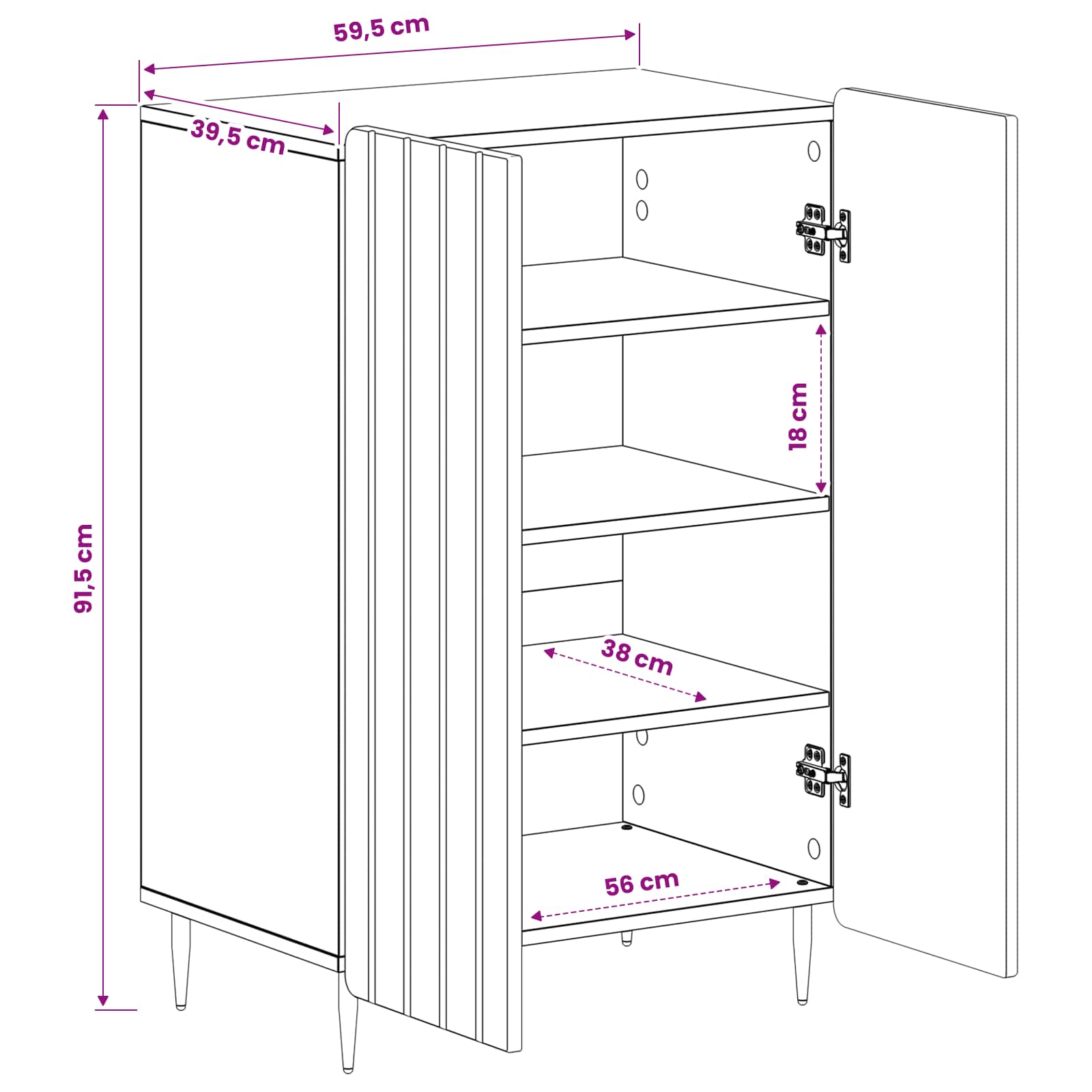 Mobile per scarpe ZWOLLE 59,5 x 39,5 x 91,5 cm