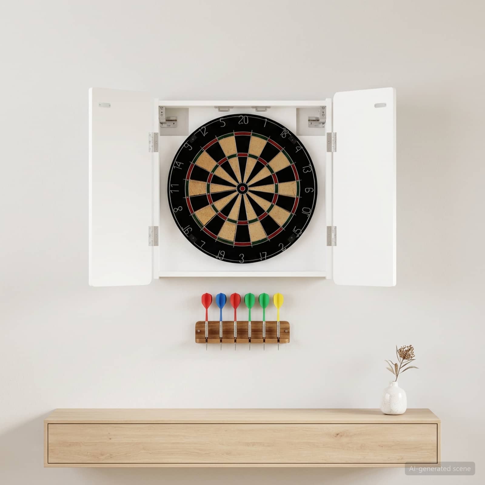 Armadio per Dartboard ZWOLLE Bianco 52,5 x 10,5 x 57,5 cm