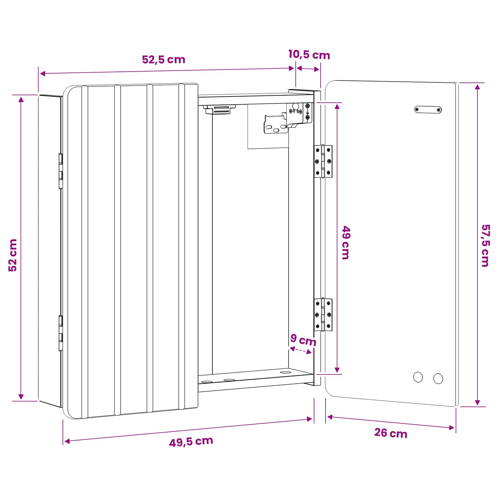 Armadio per Dartboard ZWOLLE Bianco 52,5 x 10,5 x 57,5 cm