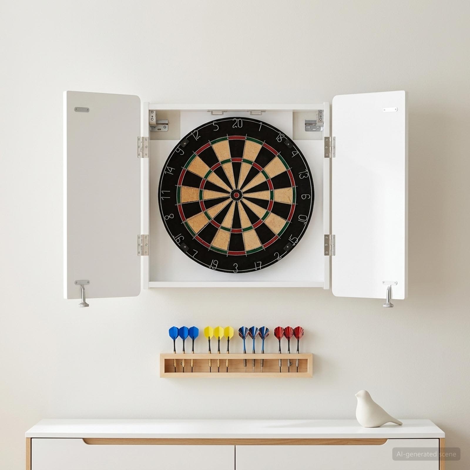 Armadio per Dartboard ZWOLLE Bianco Lucido Legno ingegnerizzato