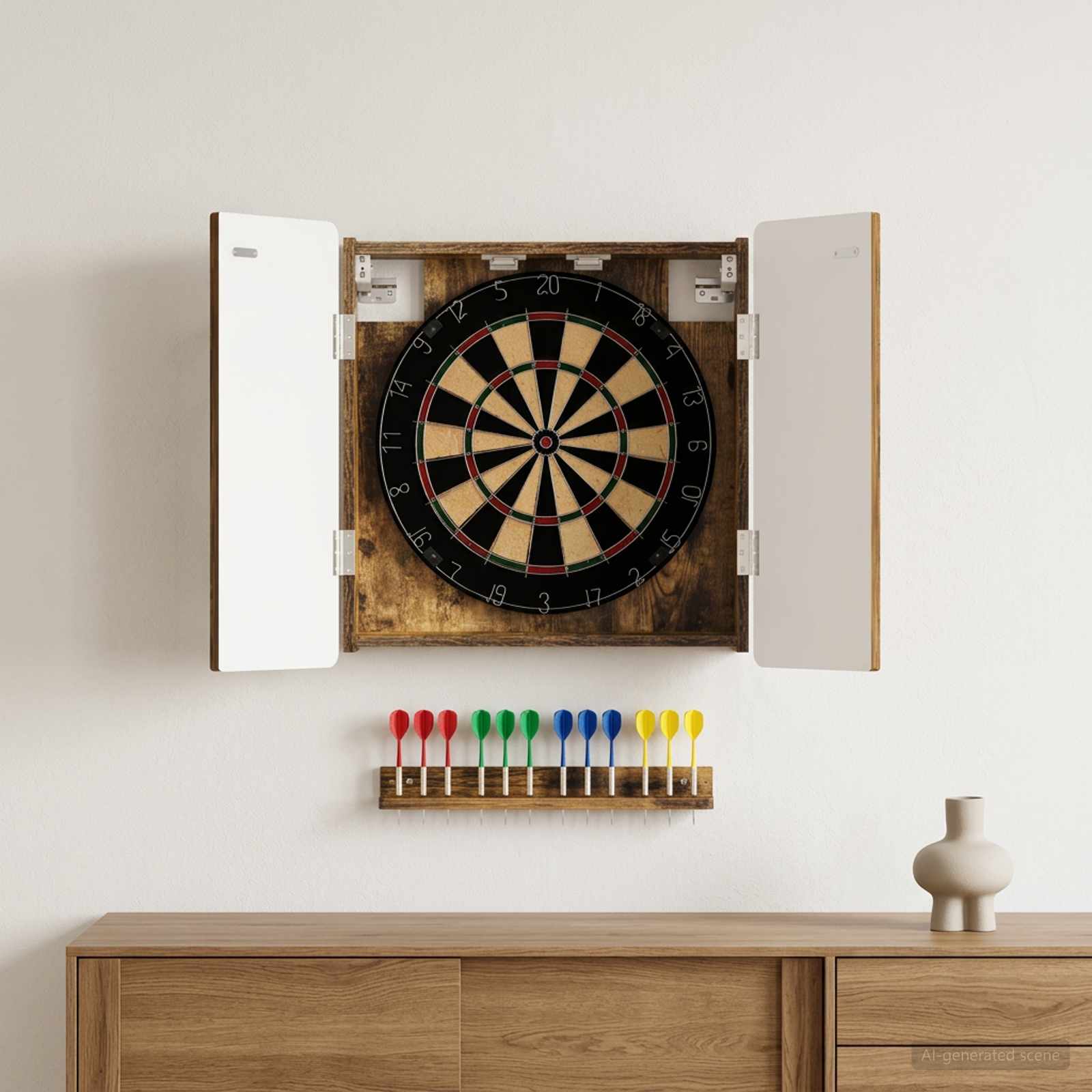 Armadio per Dartboard ZWOLLE Rovere Fumo 52,5 x 10,5 x 57,5 cm