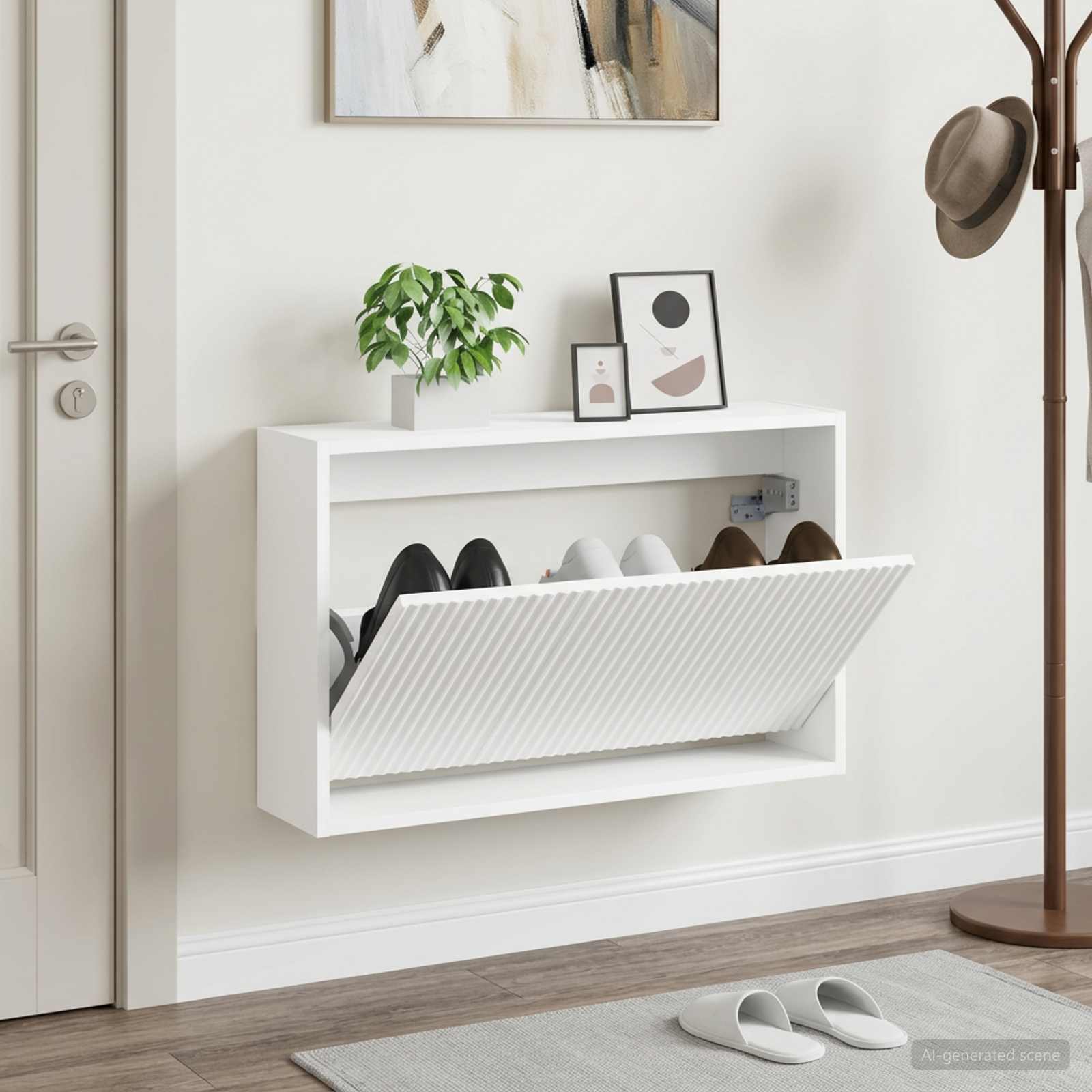 Mobiletto per Scarpe da Muro ARNHEM 71 x 17 x 43 cm Bianco