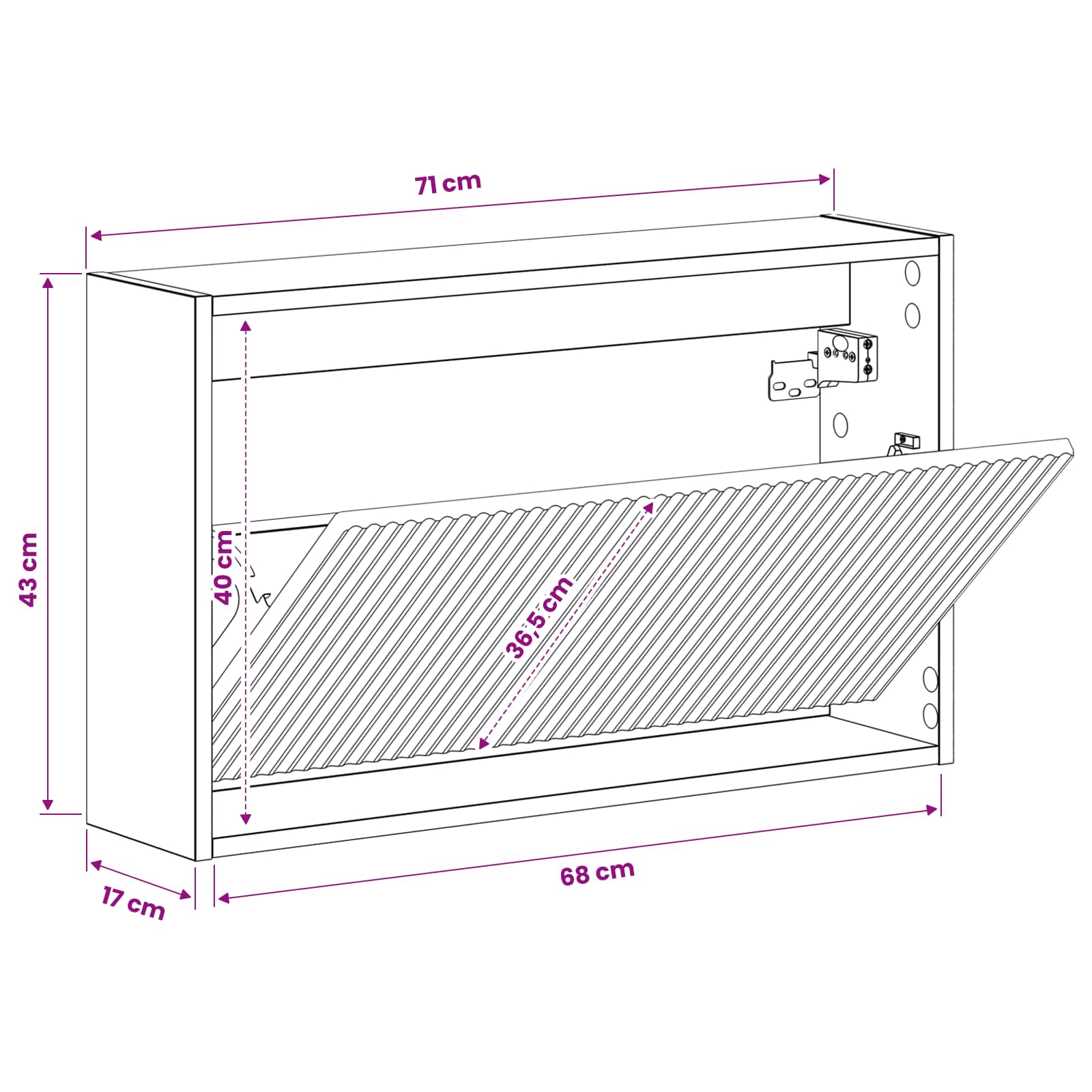 Mobiletto per Scarpe da Muro ARNHEM 71 x 17 x 43 cm