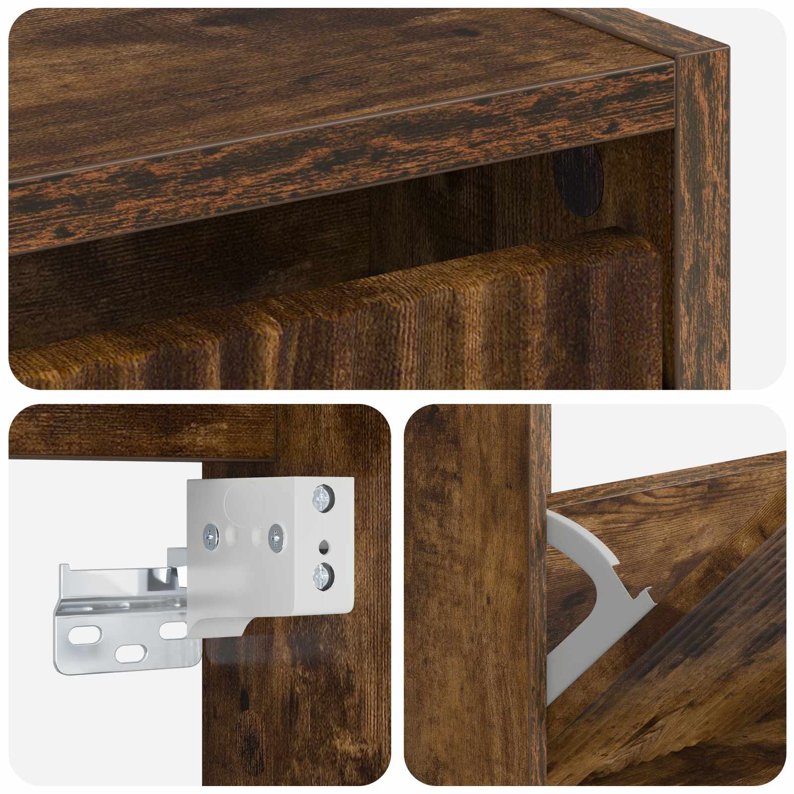 Mobiletto per Scarpe da Muro ARNHEM 71 x 17 x 43 cm Rovere Fumo